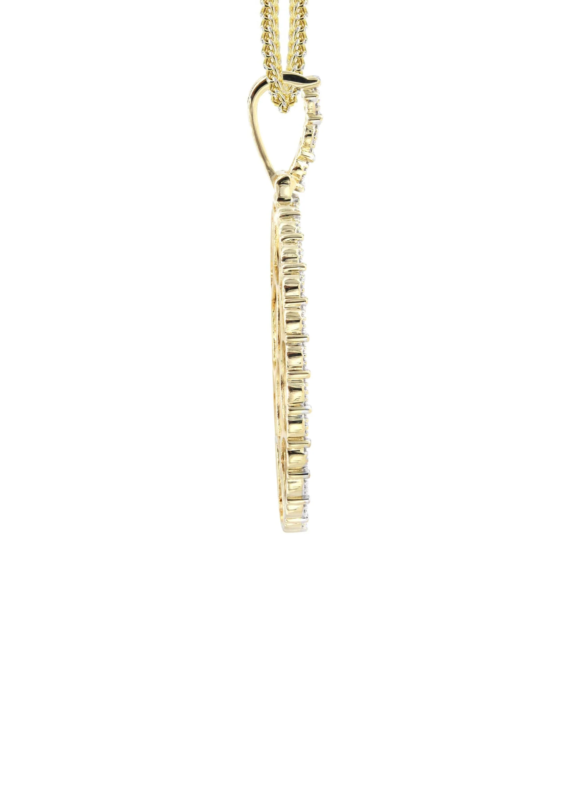 10K Yellow Gold Small Diamond Oval Picture Pendant Necklace | Appx. 17 Grams - Image 3