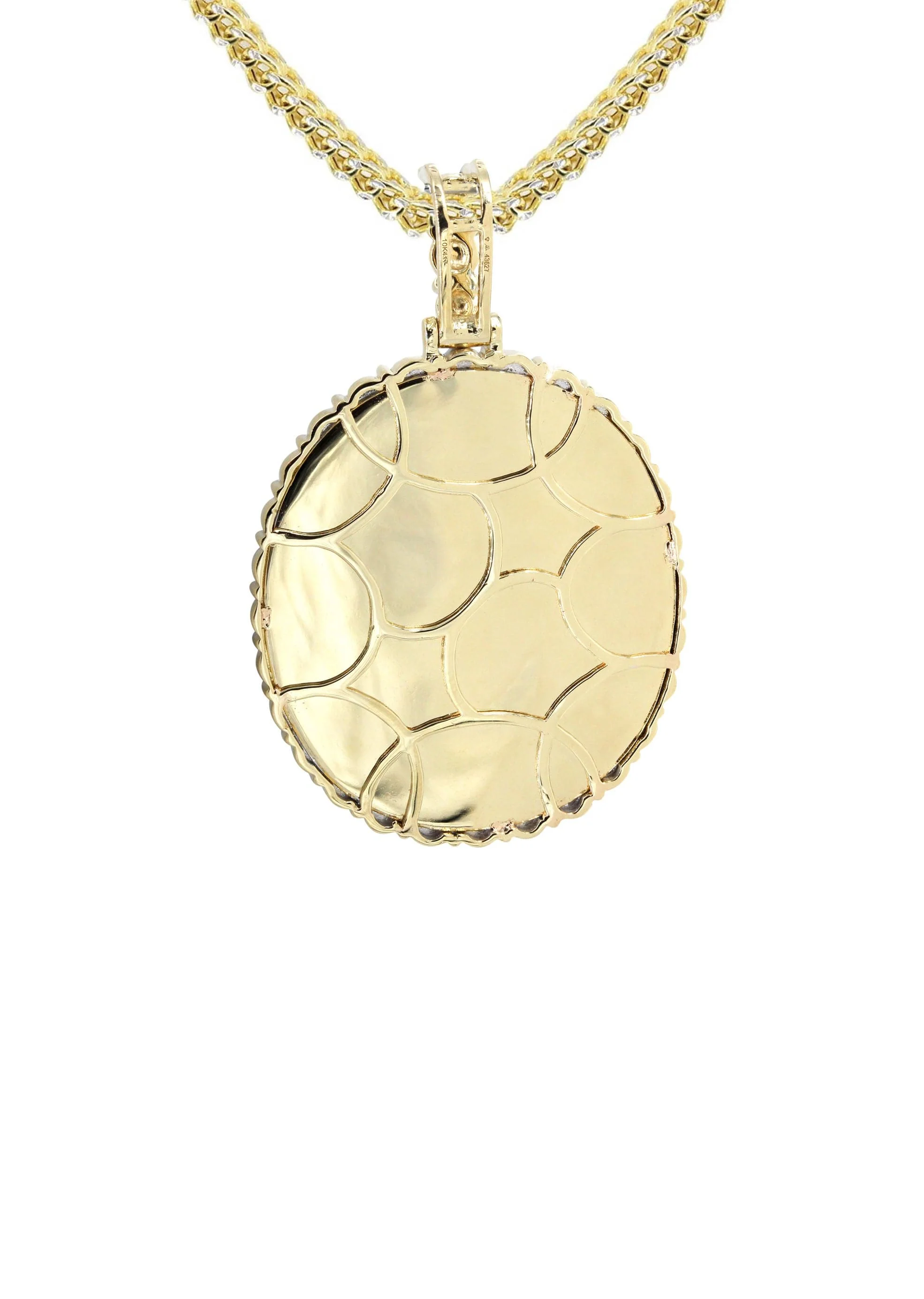 10K Yellow Gold Small Diamond Oval Picture Pendant Necklace | Appx. 17 Grams - Image 4