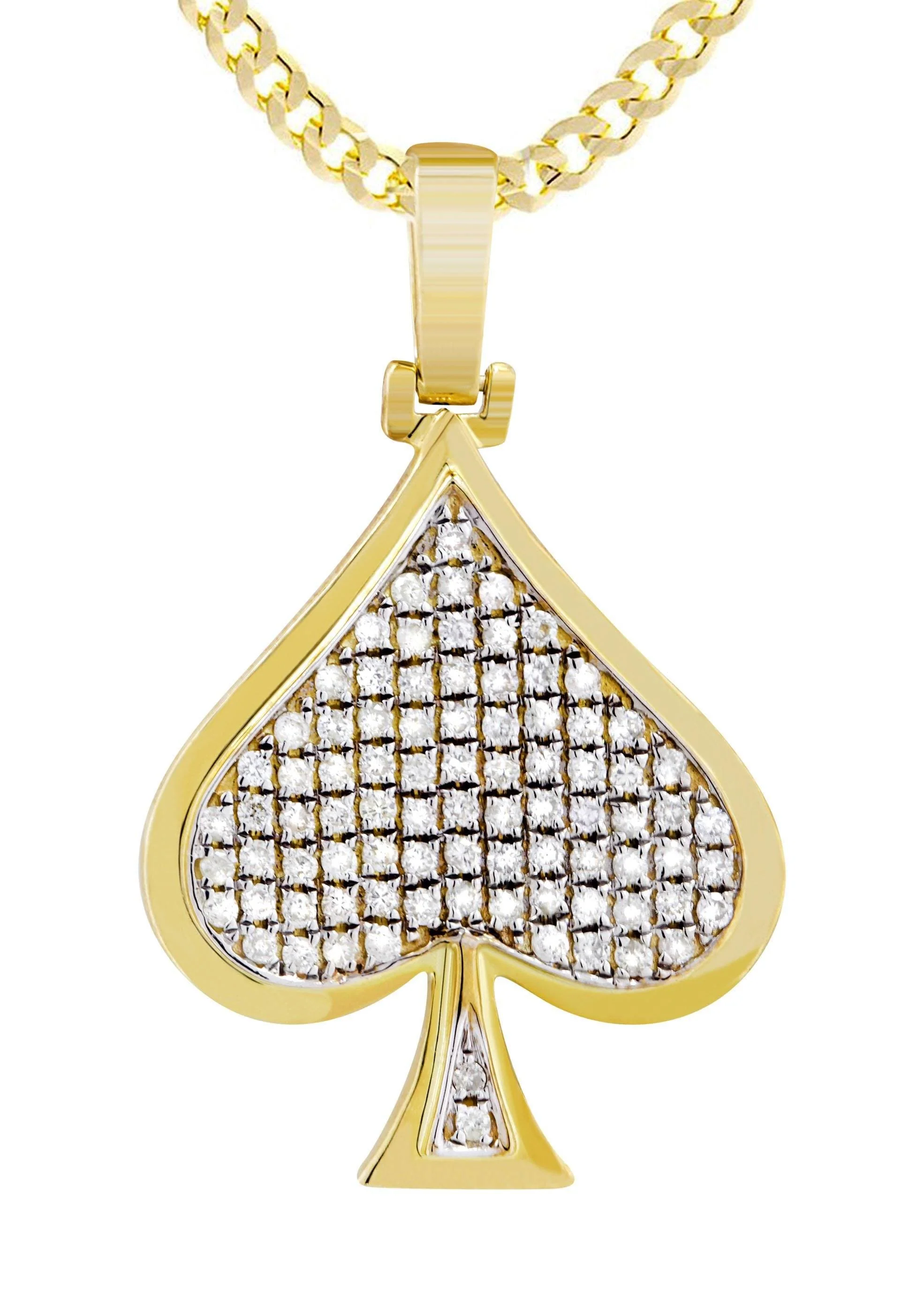 10K Yellow Gold Spades Diamond Necklace  | 0.57 Carats - Image 2