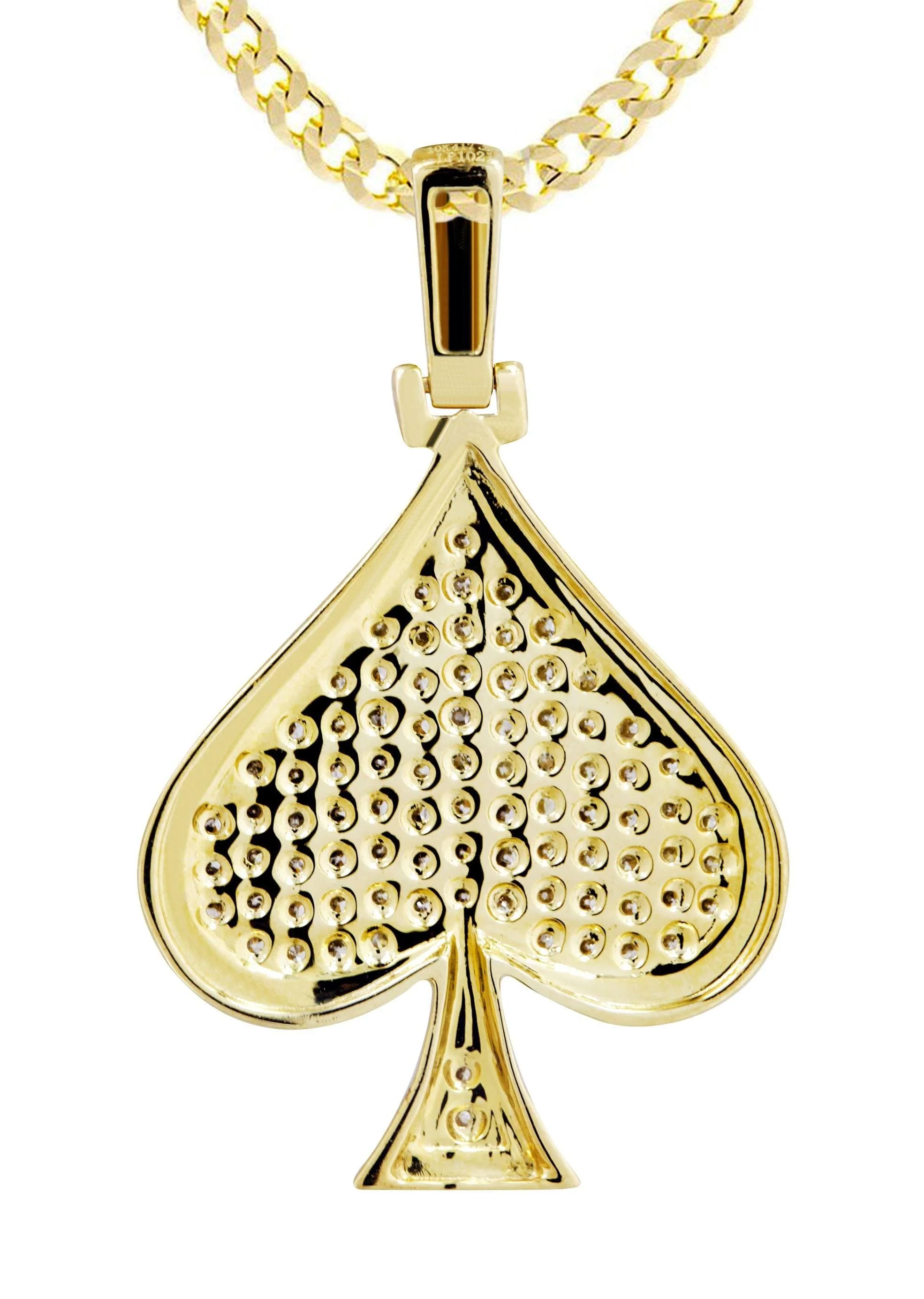 10K Yellow Gold Spades Diamond Necklace  | 0.57 Carats - Image 3