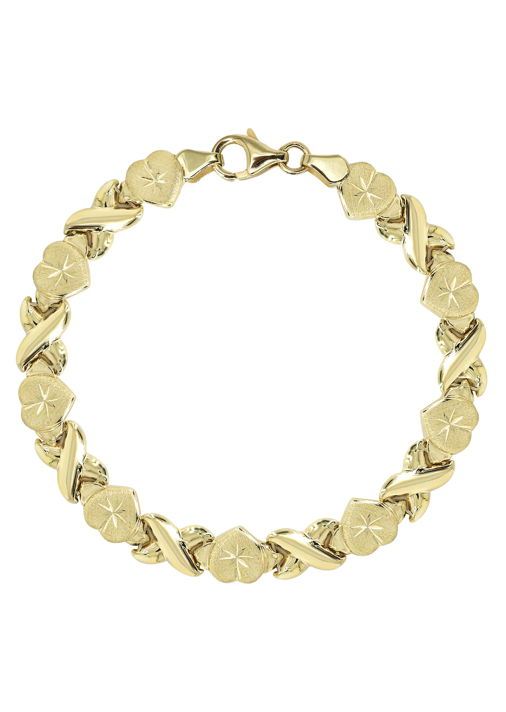YELLOW GOLD "XO HEART" HOLLOW BRACELET FOR WOMEN | APPX 4.6 GRAMS