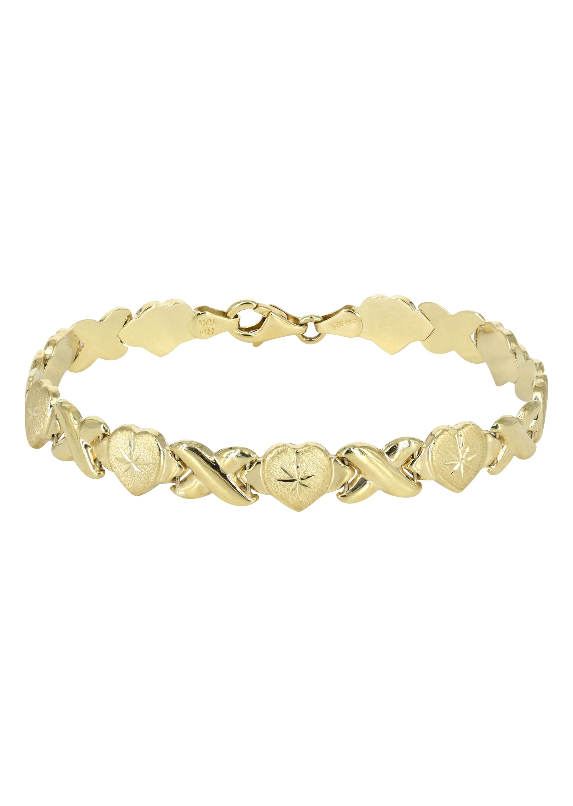 YELLOW GOLD "XO HEART" HOLLOW BRACELET FOR WOMEN | APPX 4.6 GRAMS - Image 3
