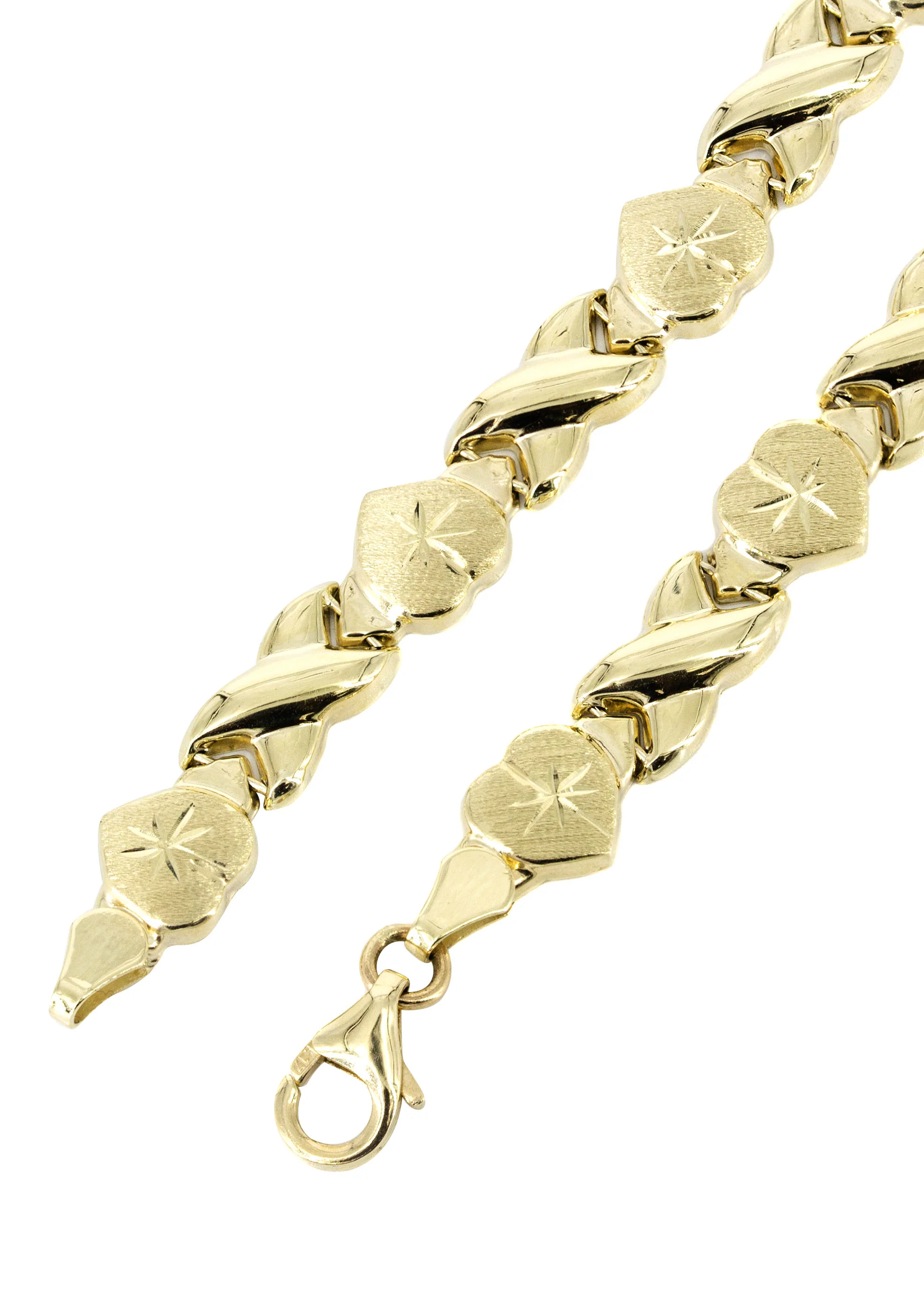 YELLOW GOLD "XO HEART" HOLLOW NECKLACE & BRACELET SET FOR WOMEN | APPX 16.9 GRAMS - Image 3