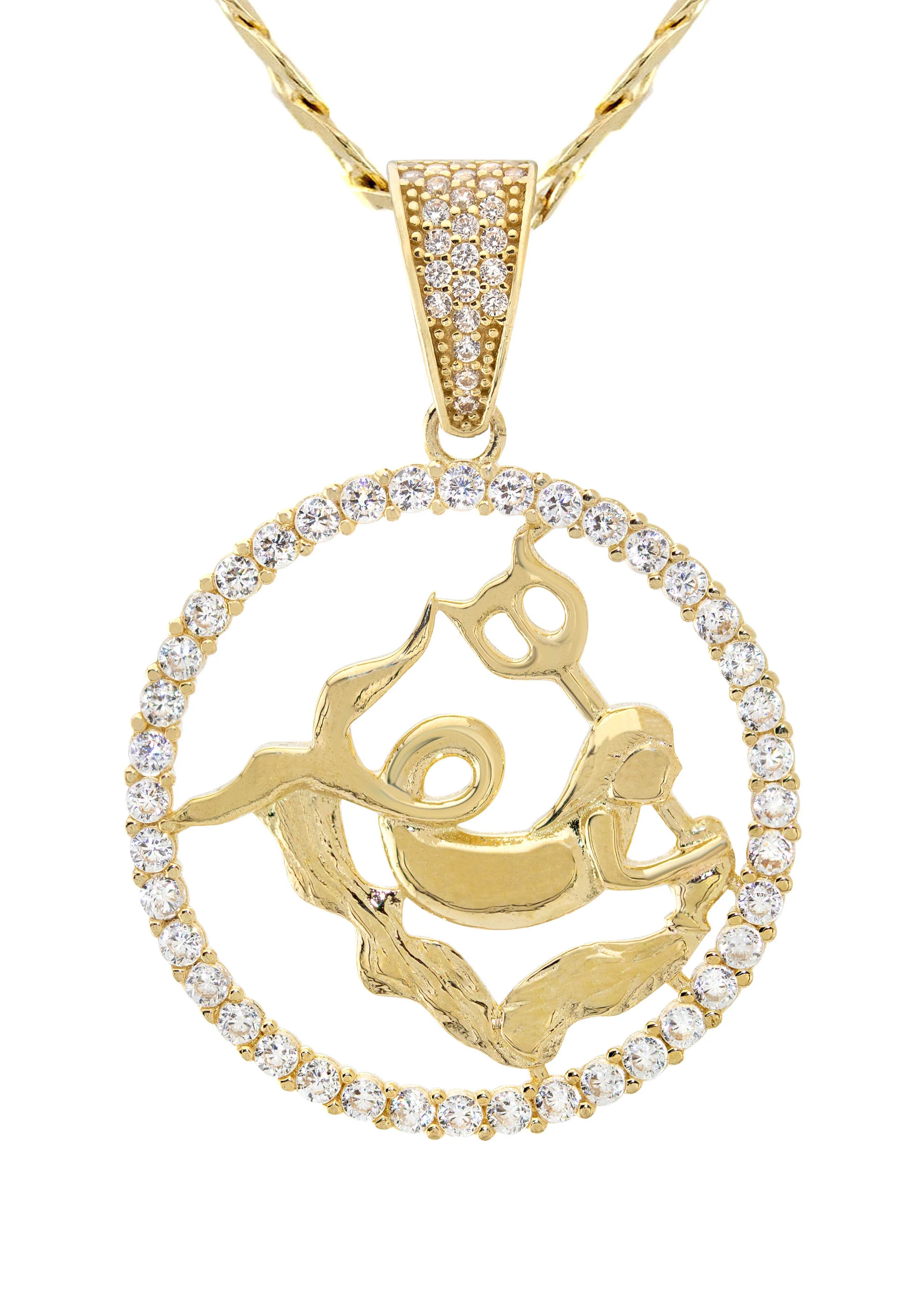 10K Yellow Gold Zodiac Aquarius Necklace | Appx. 17.1 Grams - Image 2