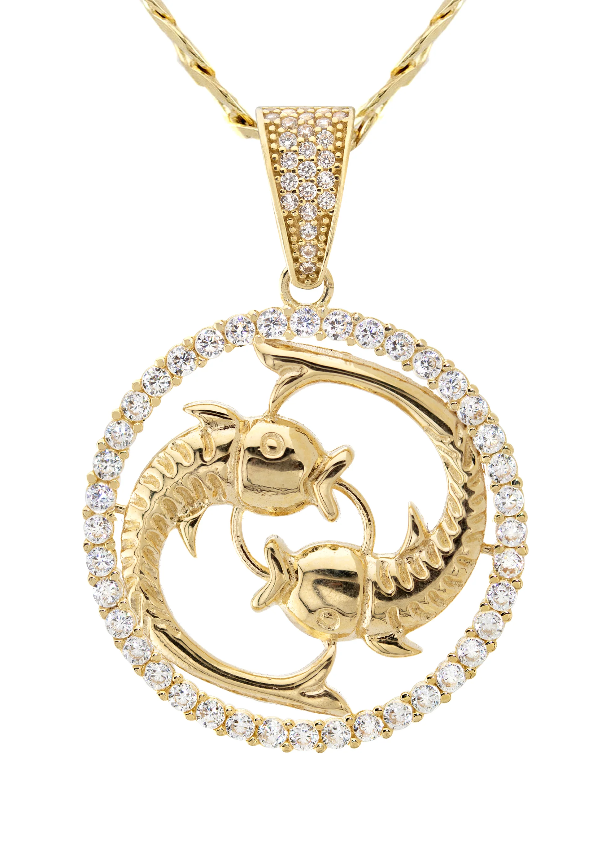 10K Yellow Gold Zodiac Pisces Necklace | Appx. 17.9 Grams - Image 2