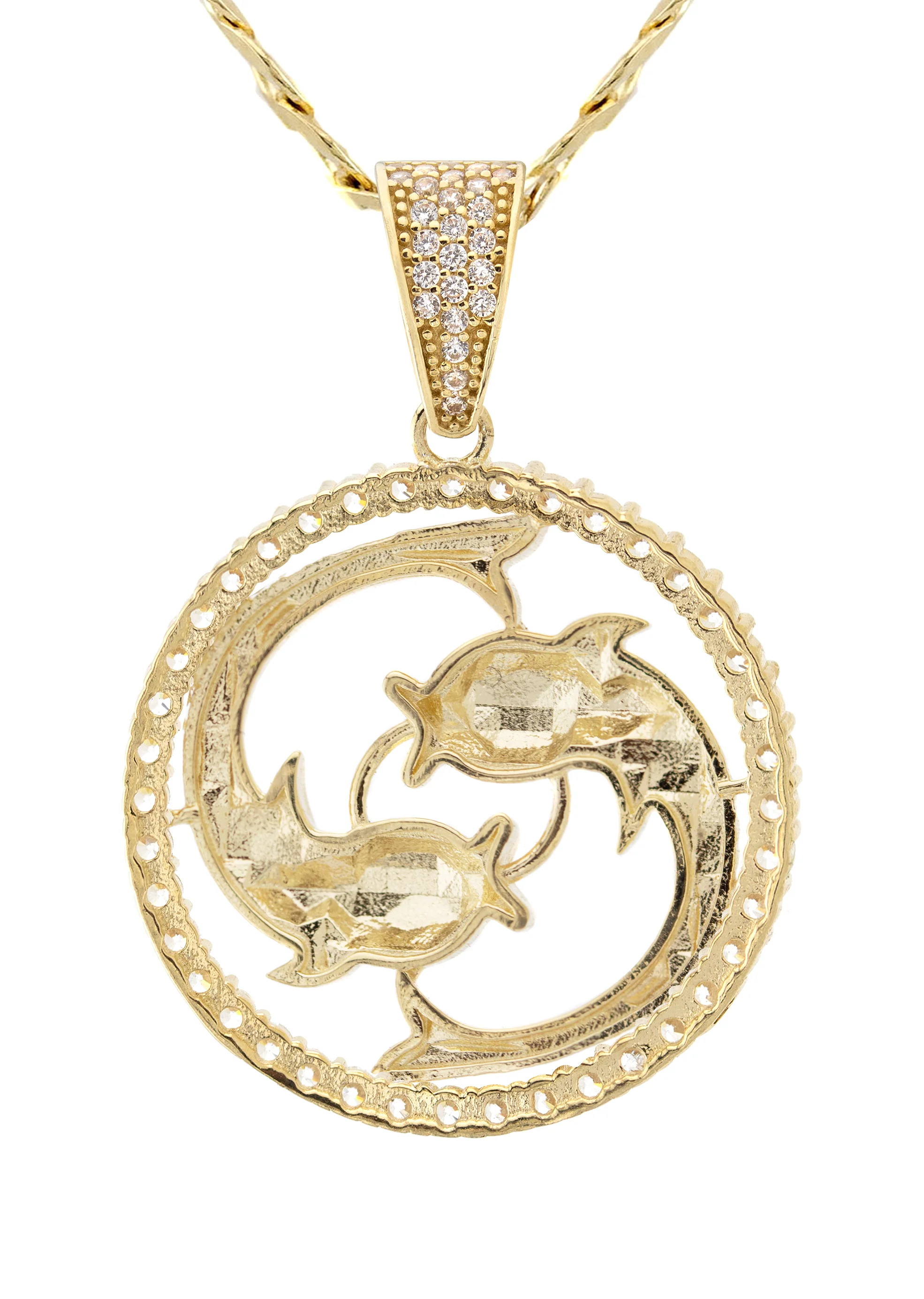 10K Yellow Gold Zodiac Pisces Necklace | Appx. 17.9 Grams - Image 3
