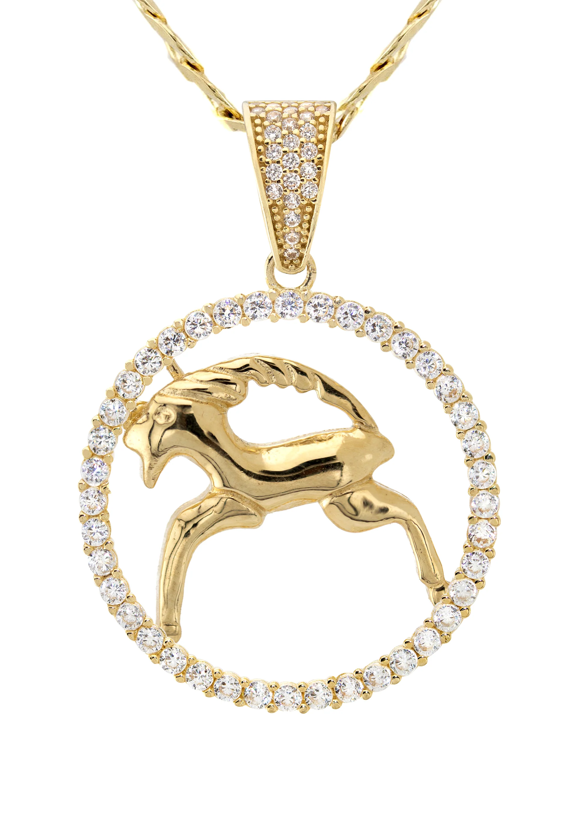 10K Yellow Gold Zodiac Aries Necklace | Appx. 17.2 Grams - Image 2