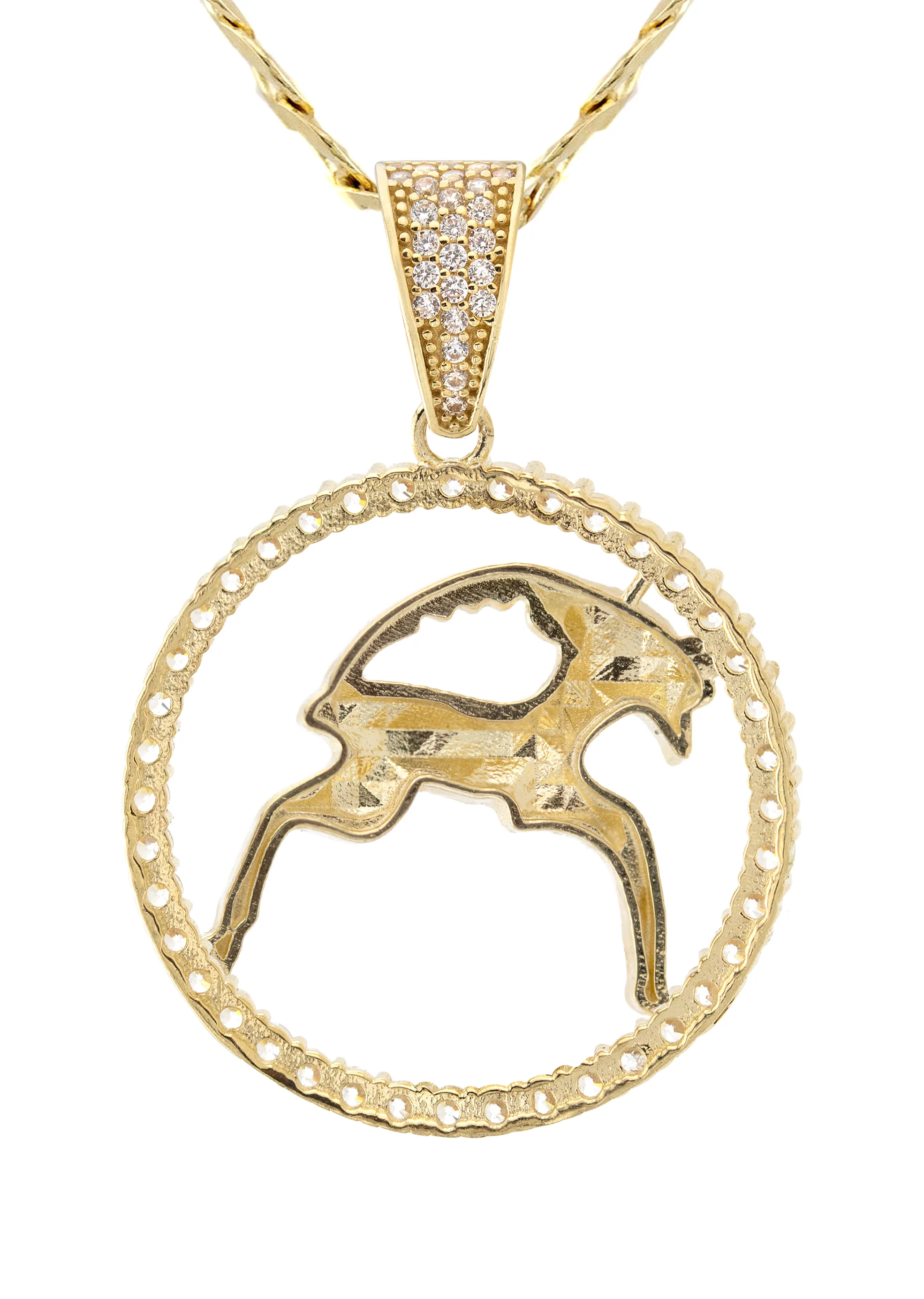 10K Yellow Gold Zodiac Aries Necklace | Appx. 17.2 Grams - Image 3