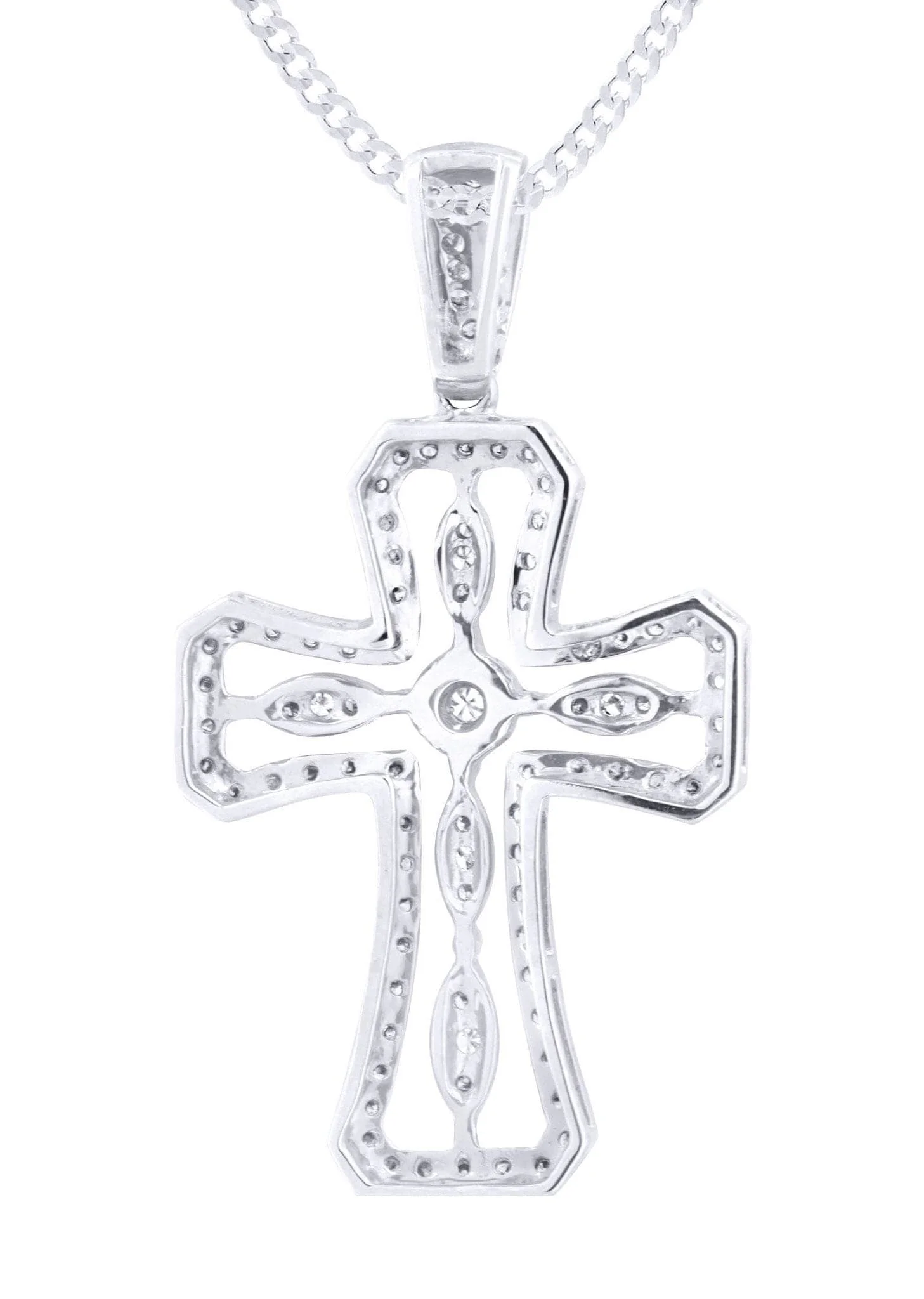 14K White Gold Diamond Cross Necklace  | 0.66 Carats - Image 3