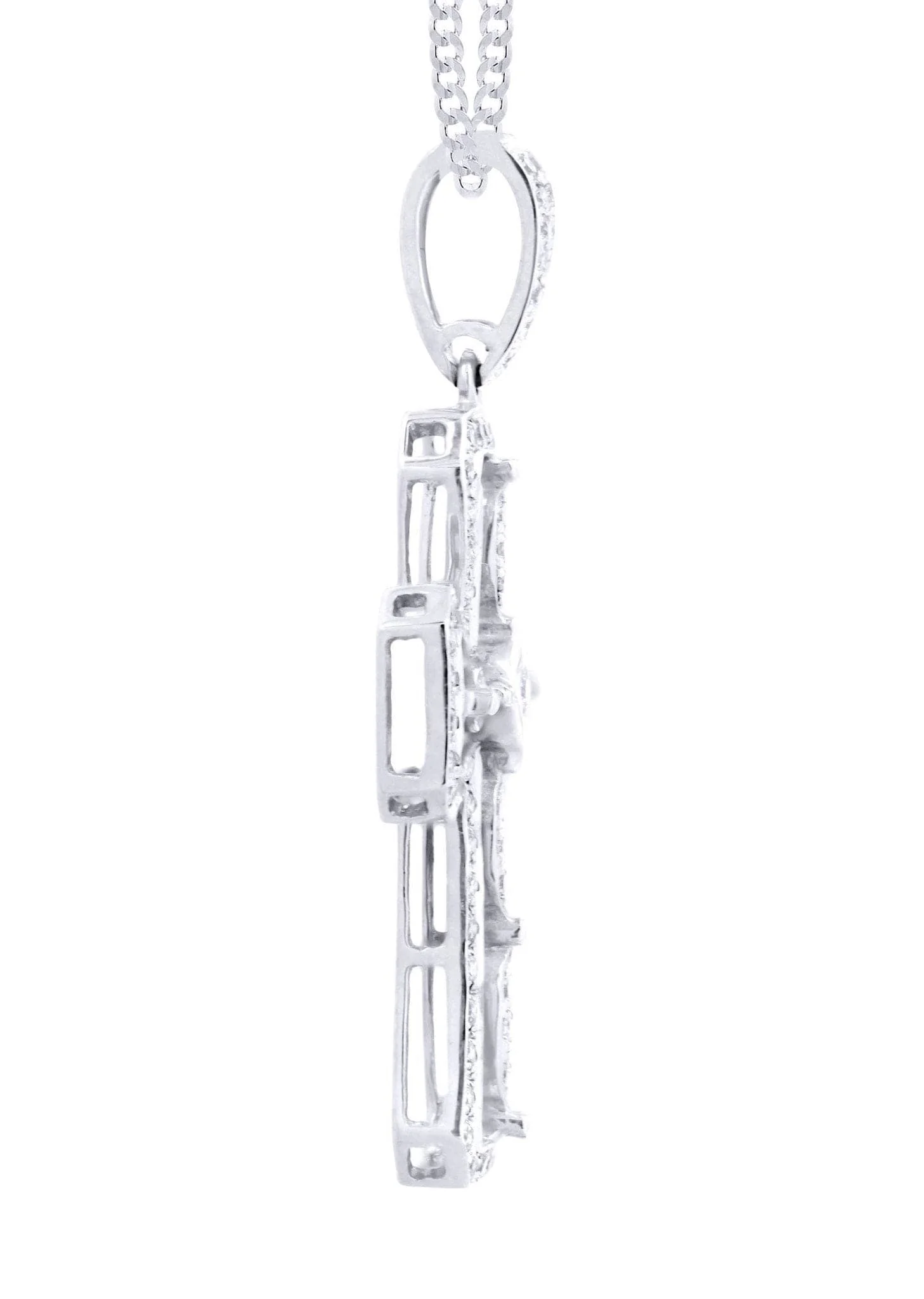 14K White Gold Diamond Cross Necklace  | 0.66 Carats - Image 4