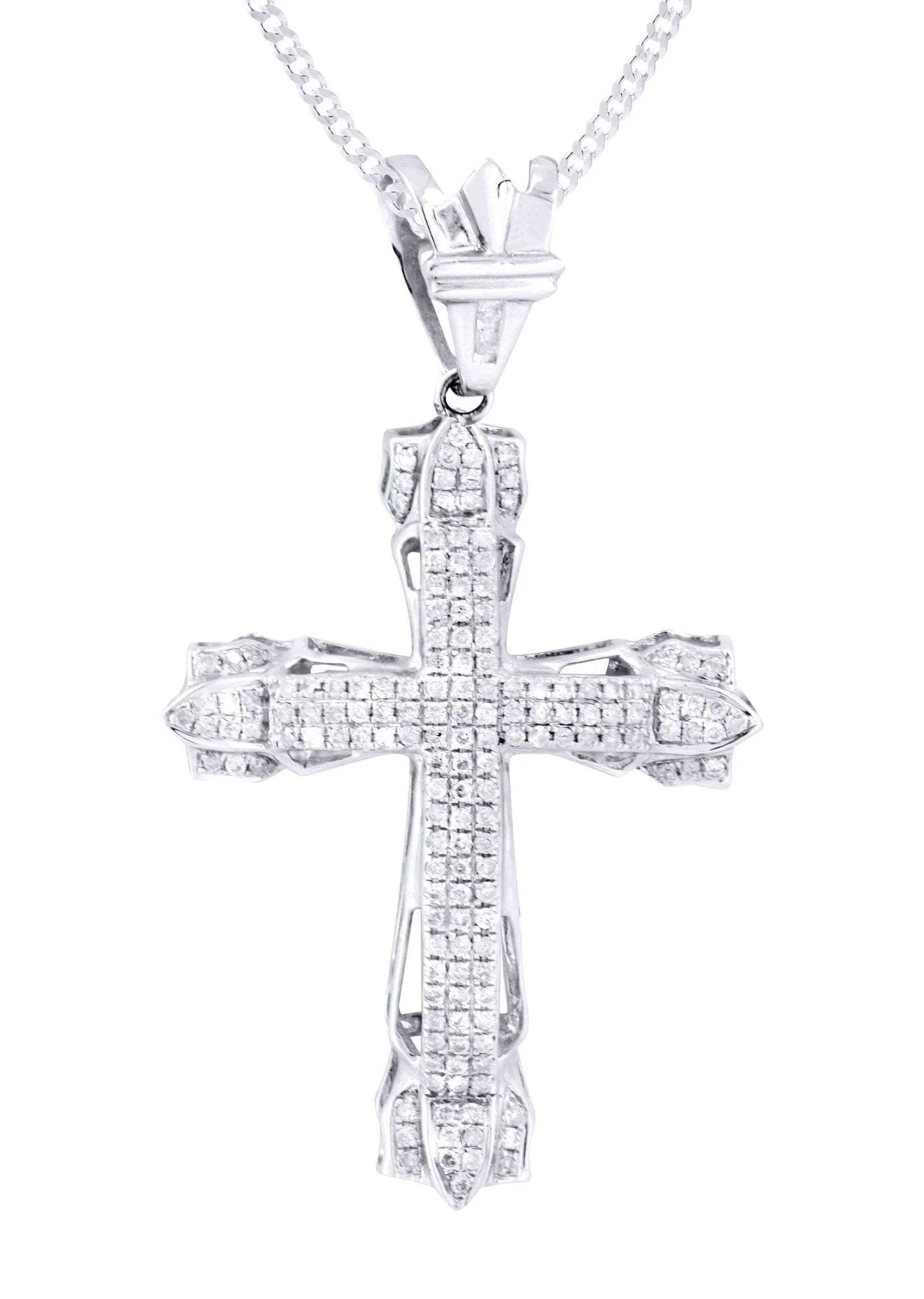 14K White Gold Diamond Cross Necklace | 0.72 Carats - Image 2