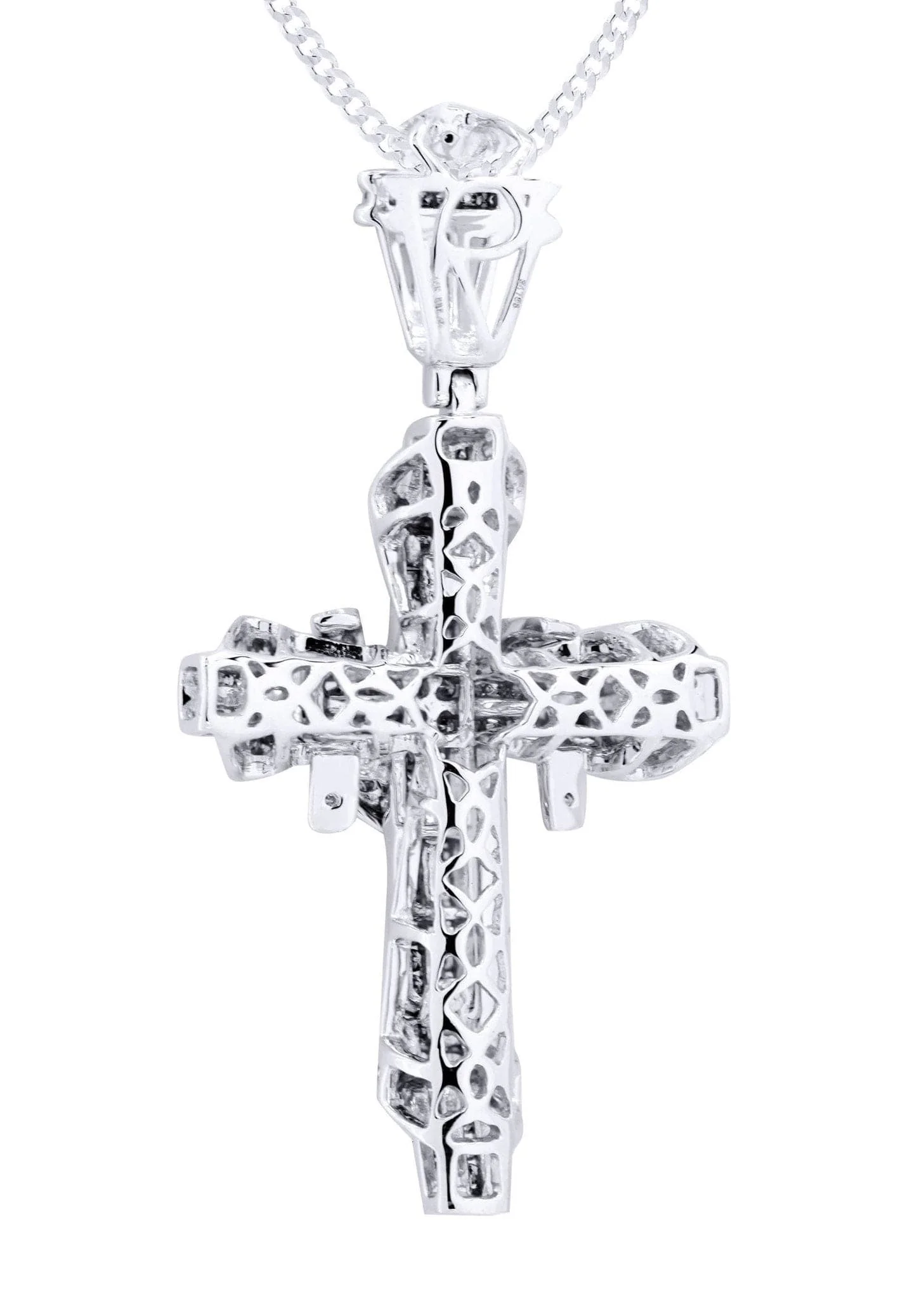 14K White Gold Diamond Cross Necklace  | 0.78 Carats - Image 3