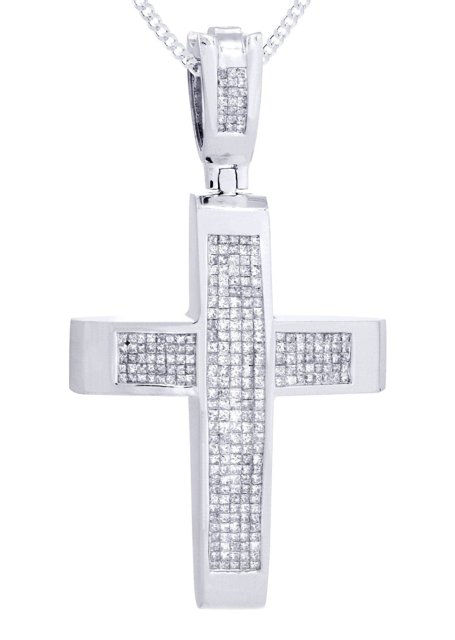 14 White Gold Diamond Cross Necklace | 10 Carats - Image 2