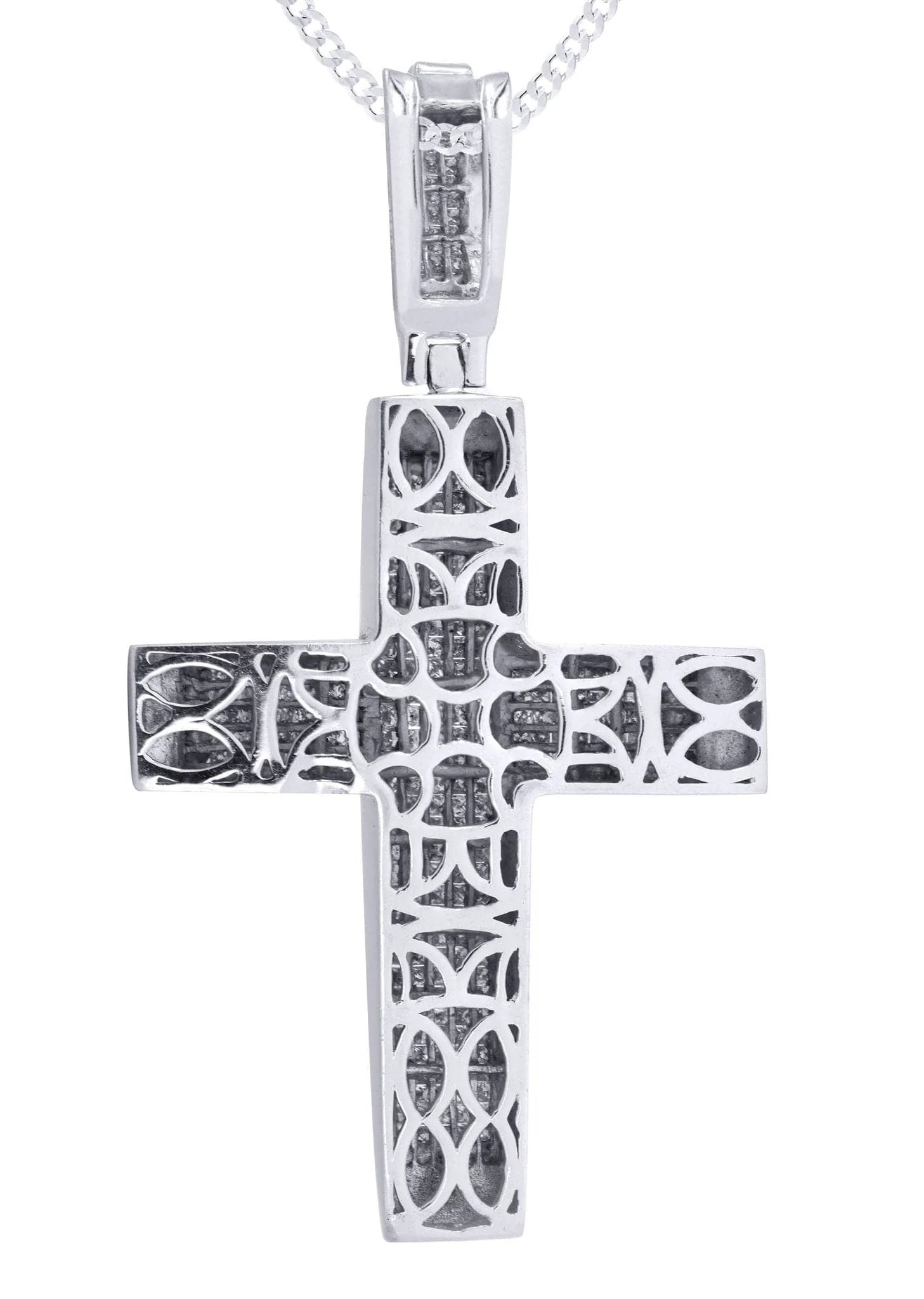 14 White Gold Diamond Cross Necklace | 10 Carats - Image 3