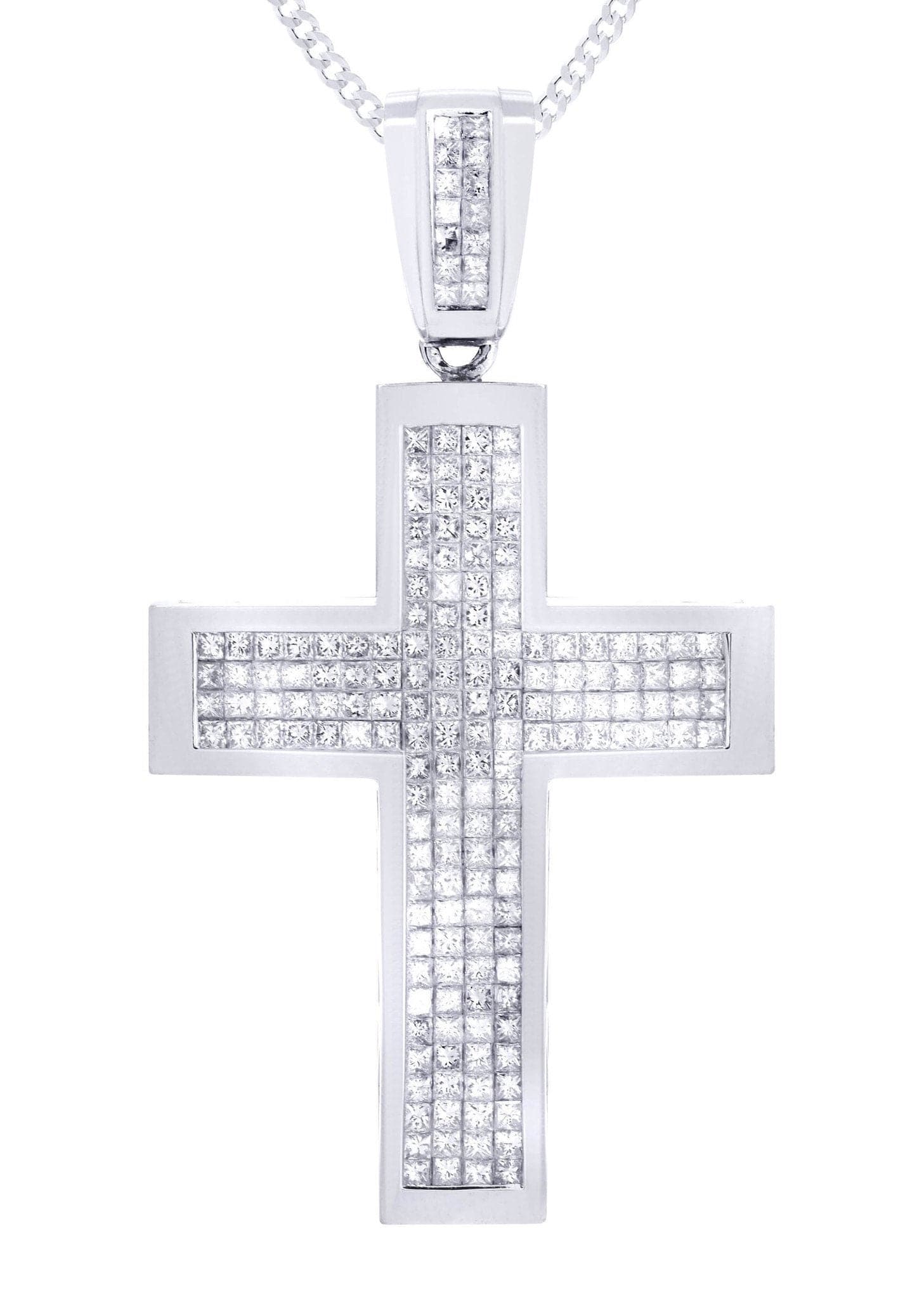 14 White Gold Diamond Cross Necklace  | 11.25 Carats - Image 2