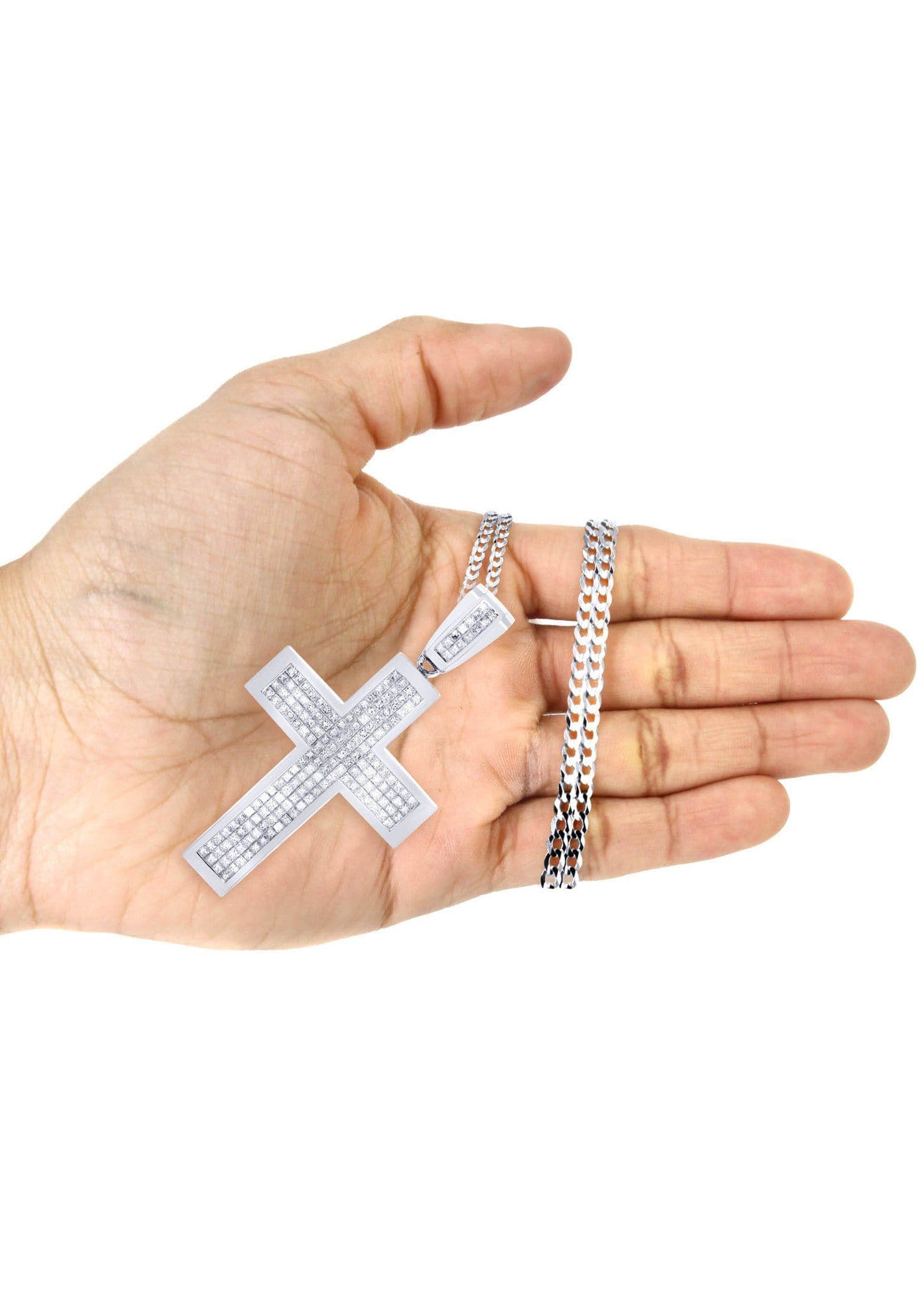 14 White Gold Diamond Cross Necklace  | 11.25 Carats - Image 5