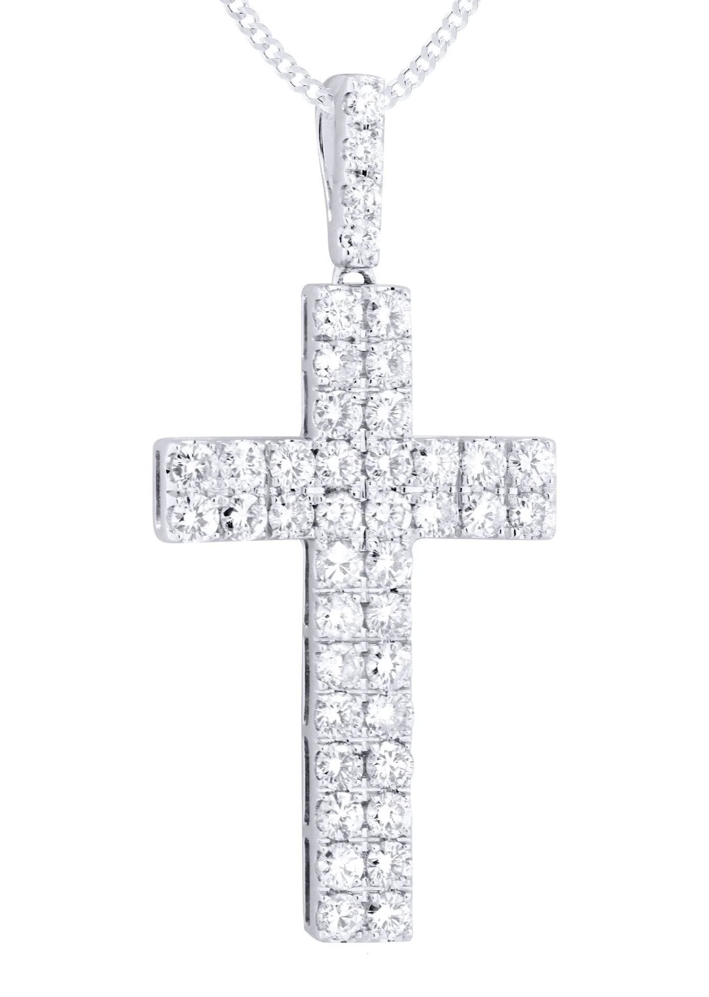 14K White Gold Diamond Cross Necklace | 2.57 Carats - Image 2