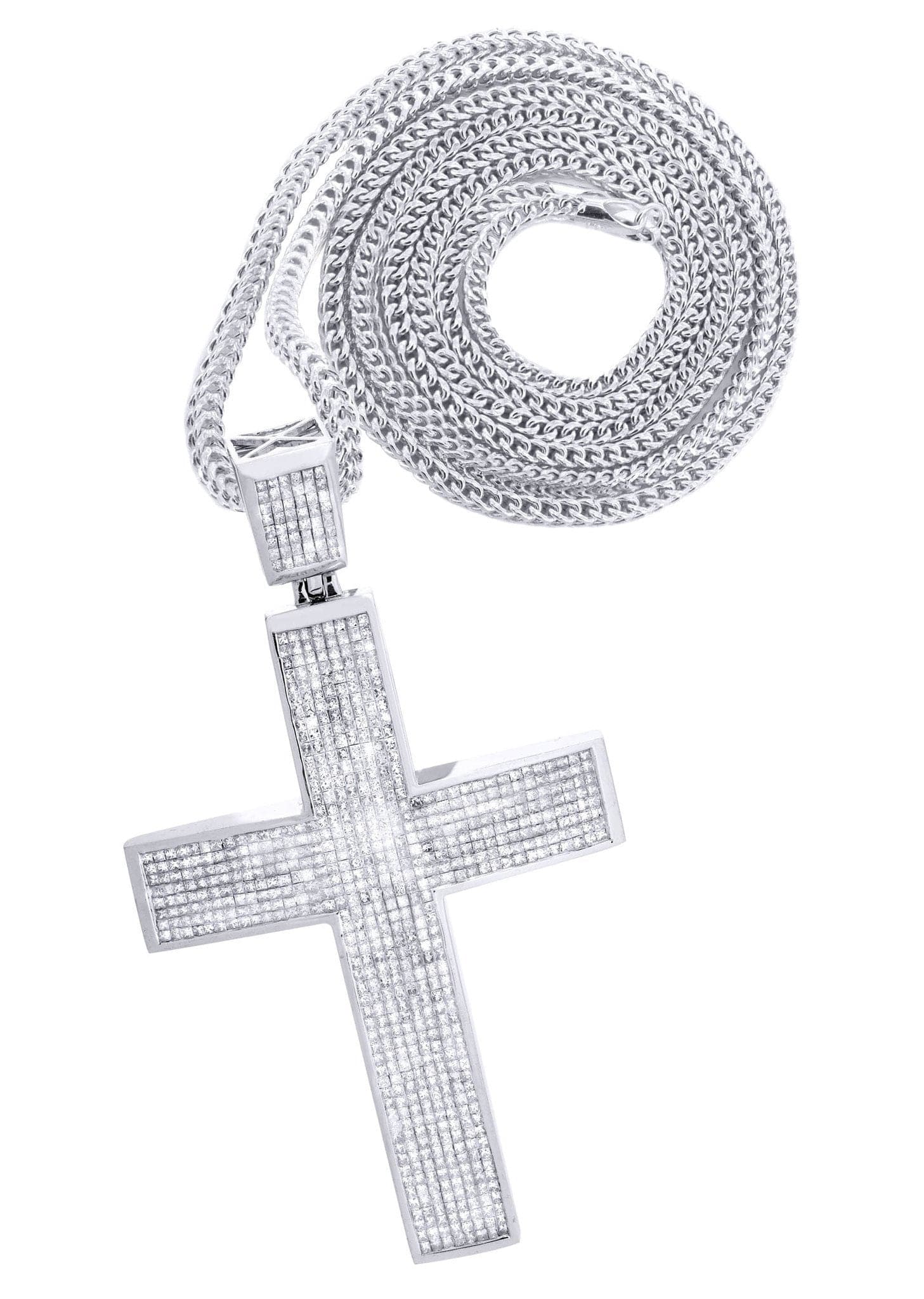 14 White Gold Diamond Cross Necklace  | 18.92 Carats