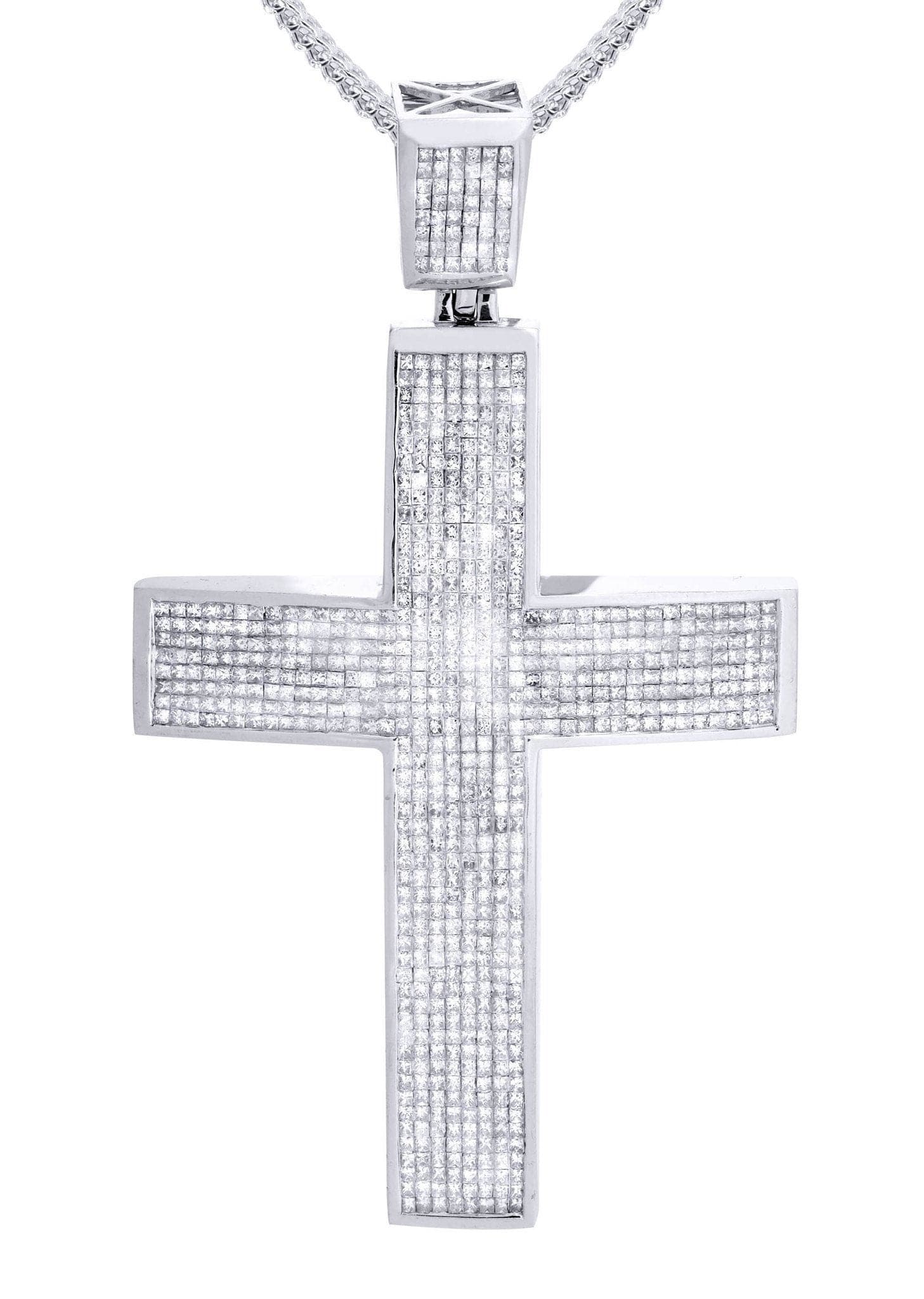 14 White Gold Diamond Cross Necklace  | 18.92 Carats - Image 2