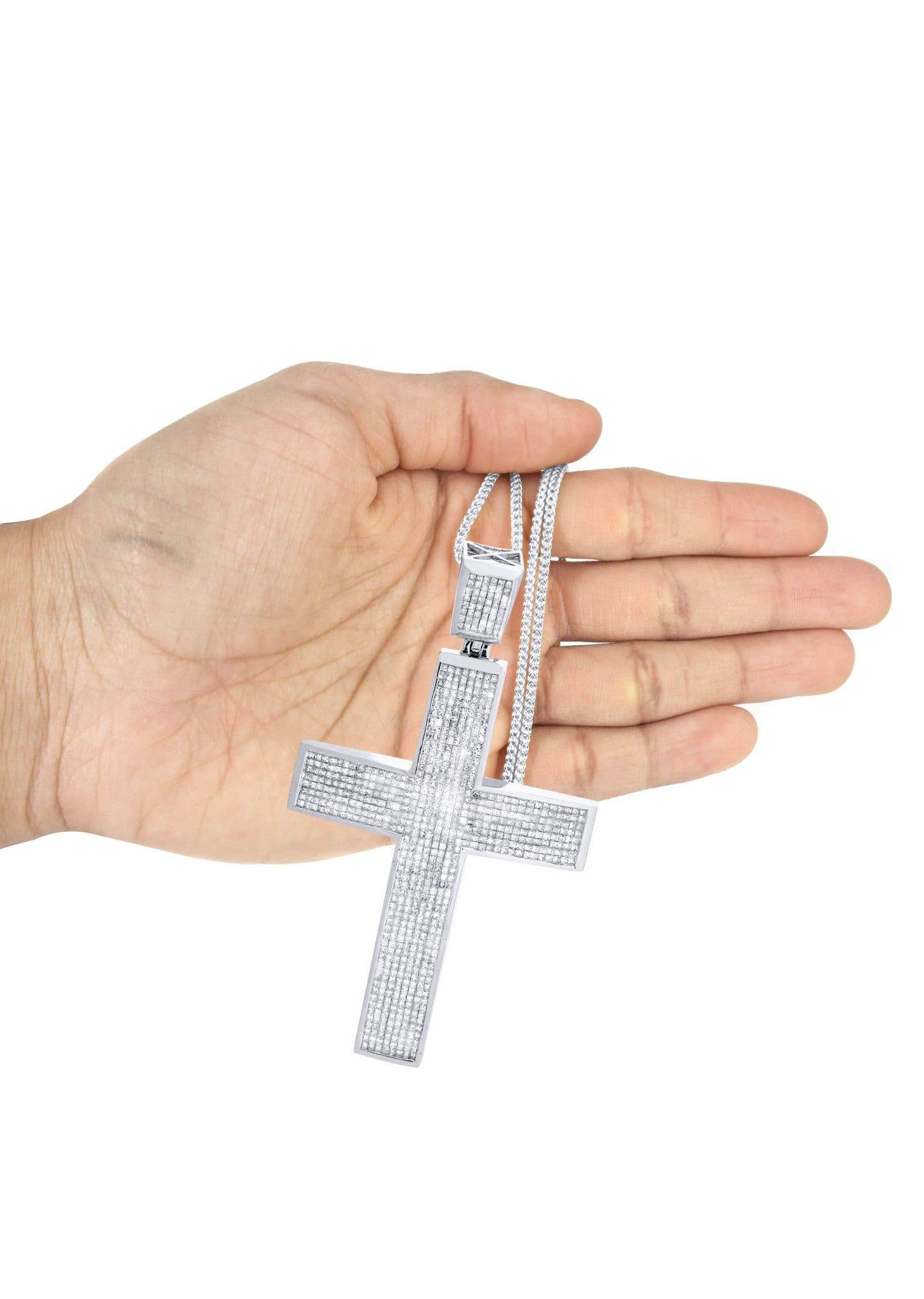 14 White Gold Diamond Cross Necklace  | 18.92 Carats - Image 5