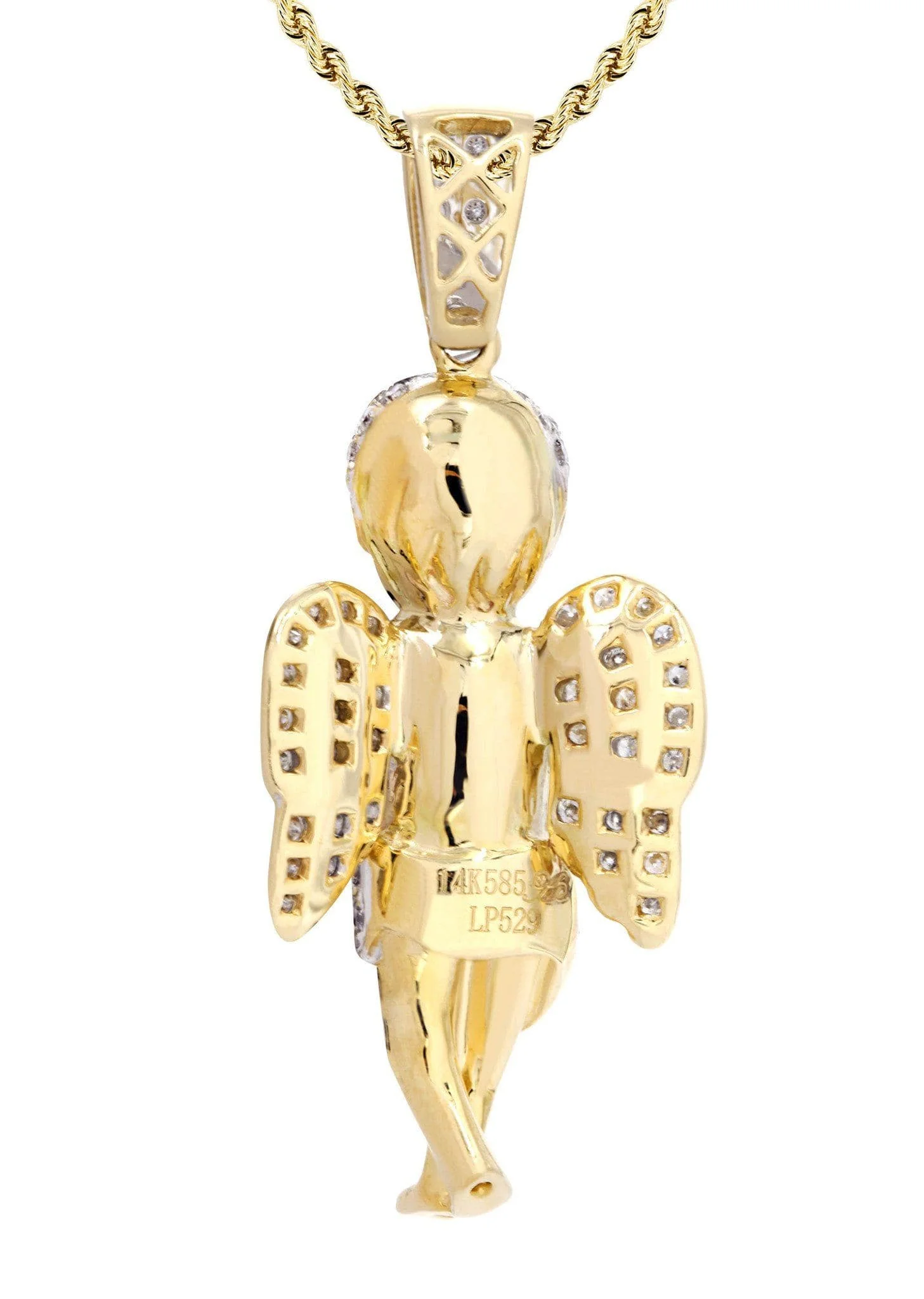 14 Yellow Gold Angel Diamond Necklace  | 1.31 Carats - Image 3