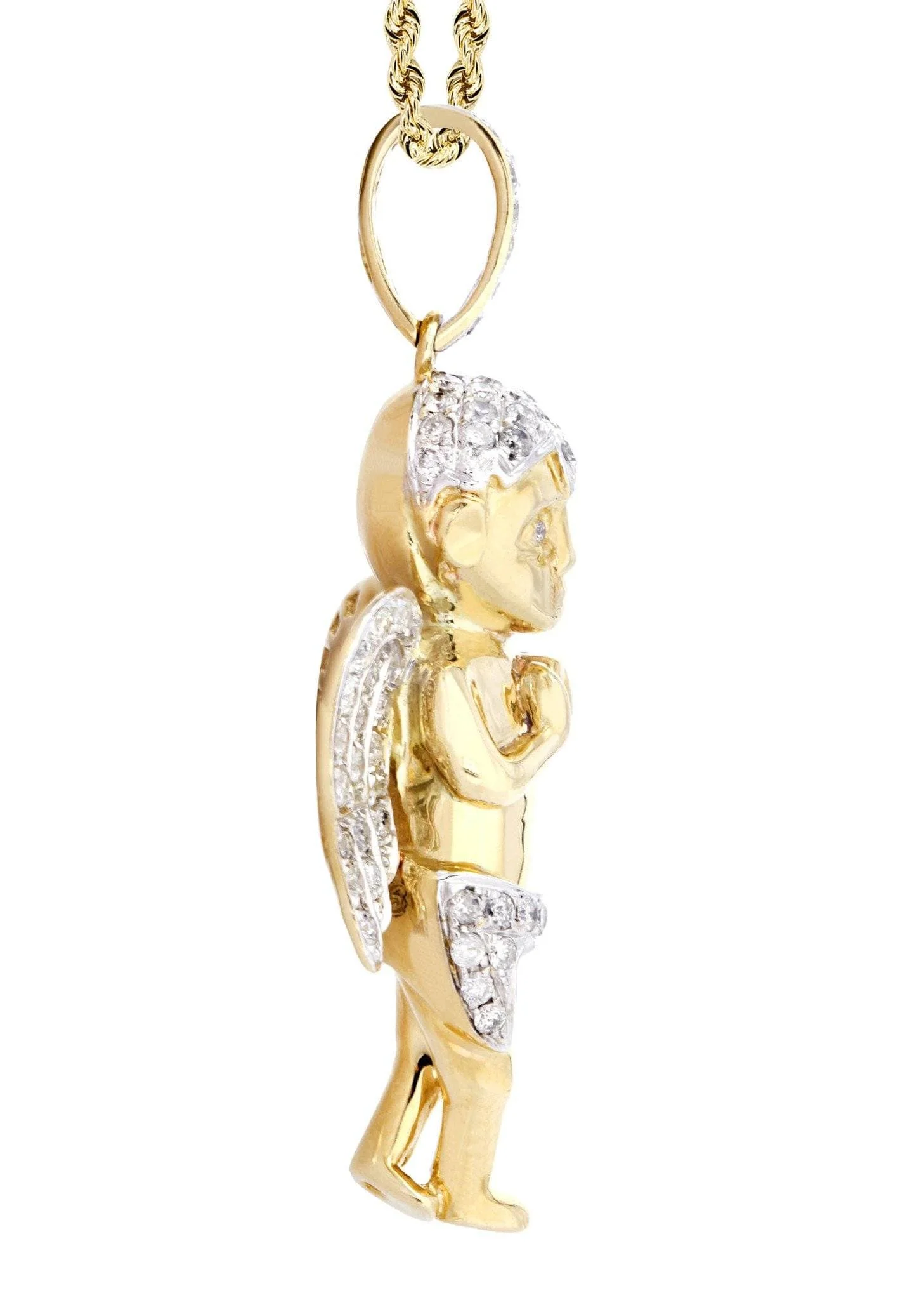14 Yellow Gold Angel Diamond Necklace  | 1.31 Carats - Image 4