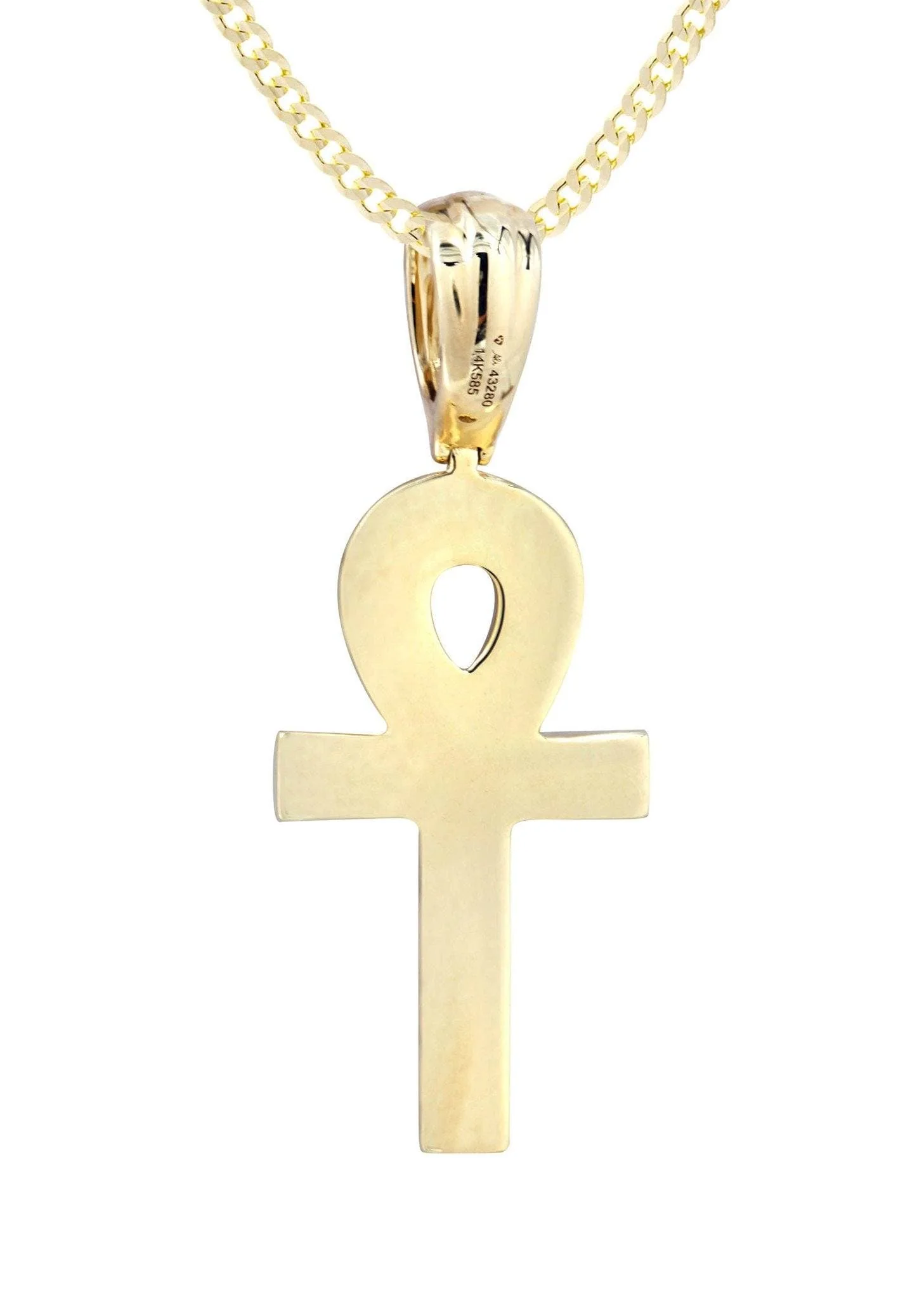 14K Yellow Gold Ankh Diamond Necklace | 0.66 Carats - Image 3