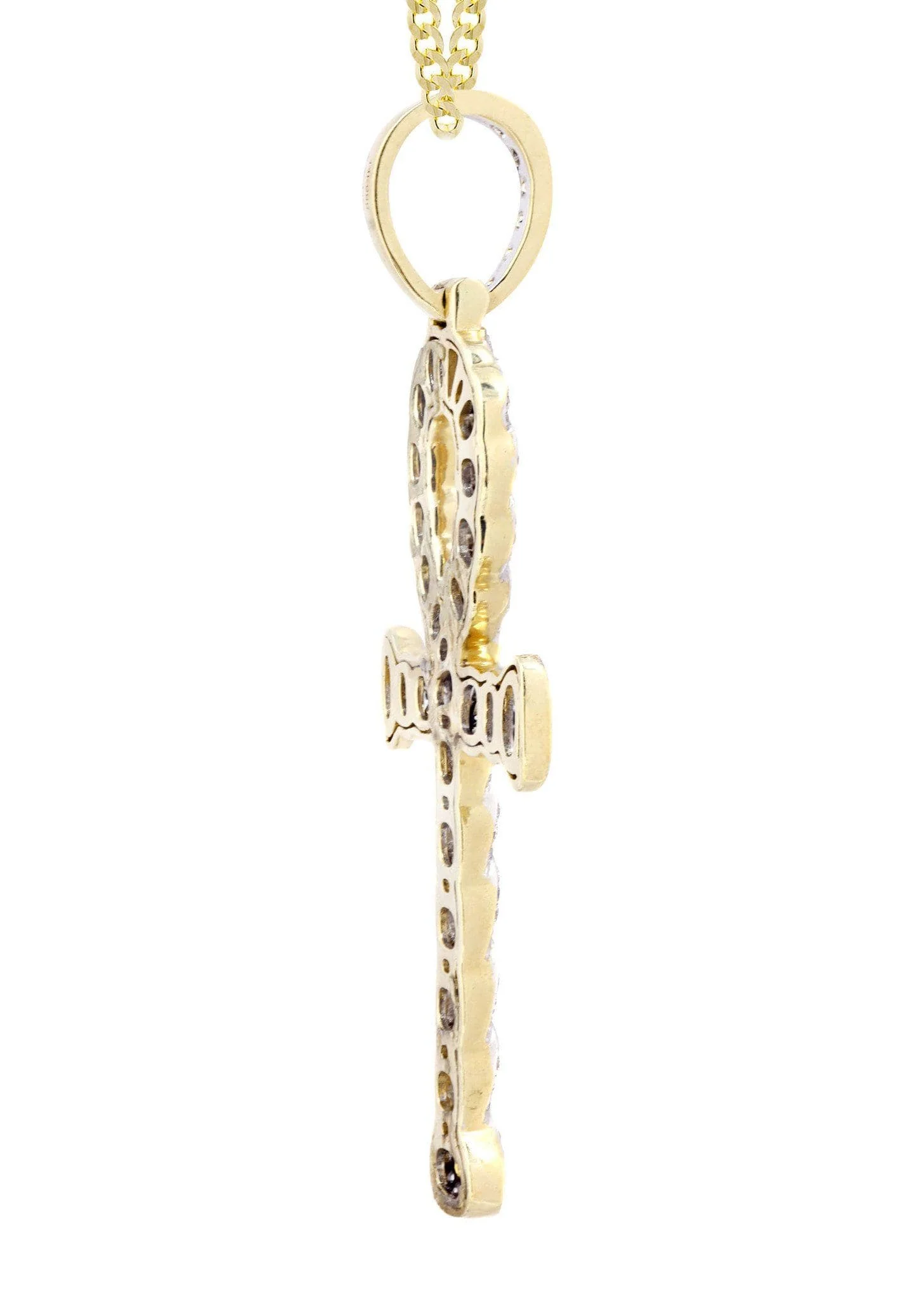14K Yellow Gold Ankh Diamond Necklace  | 1.88 Carats - Image 4