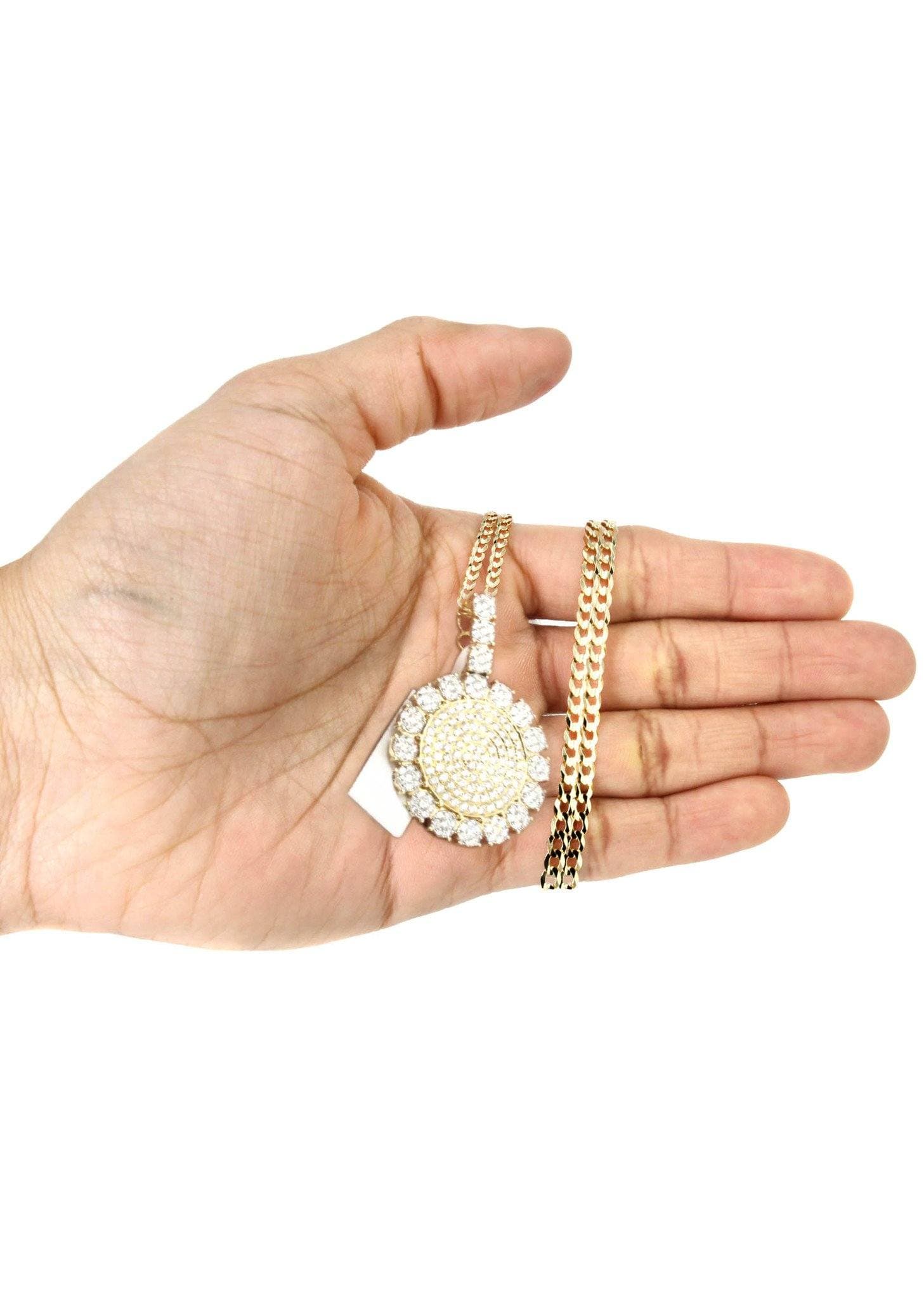 14K Yellow Gold Circle Diamond Necklace Diamond Necklace | 3.8 Carats - Image 5