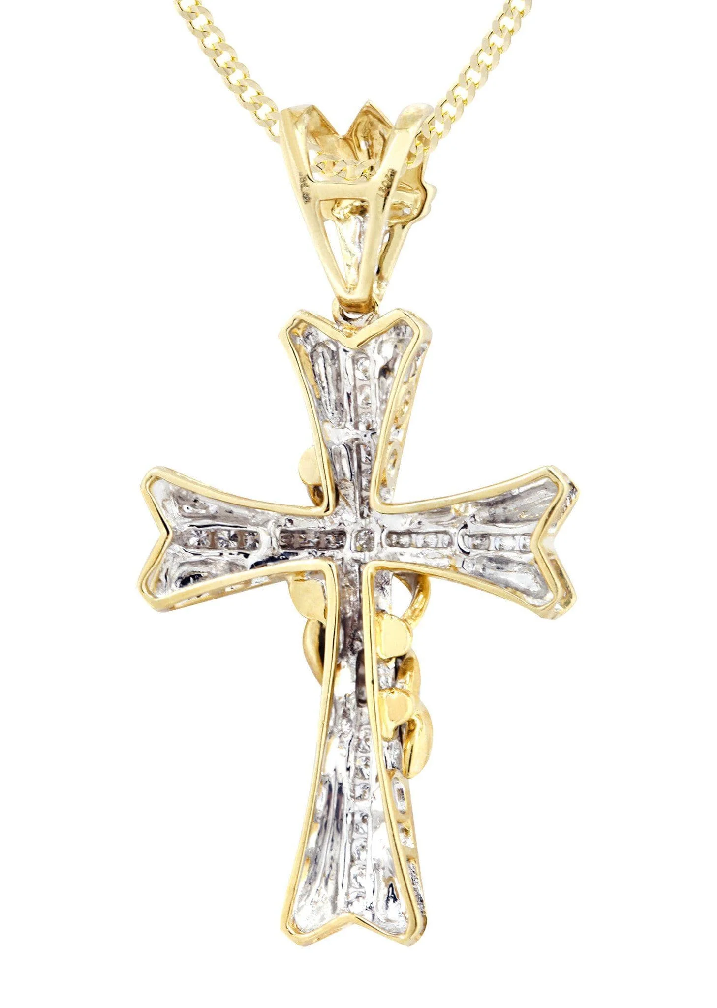14K Yellow Gold Diamond Cross Necklace | 0.44 Carats - Image 3