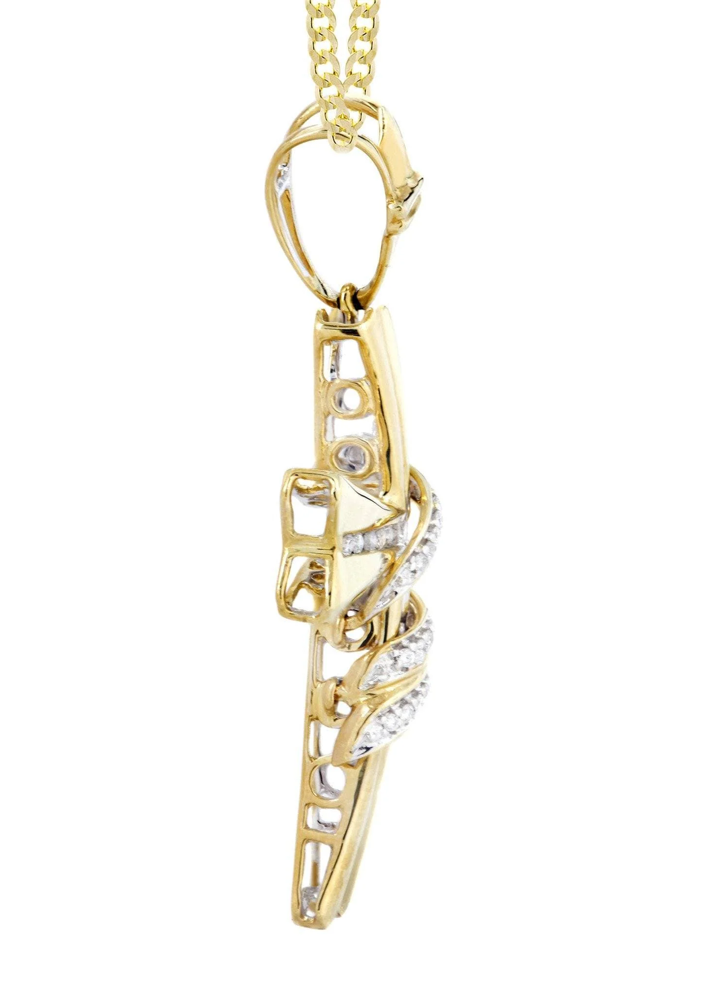 14K Yellow Gold Diamond Cross Necklace | 0.44 Carats - Image 4
