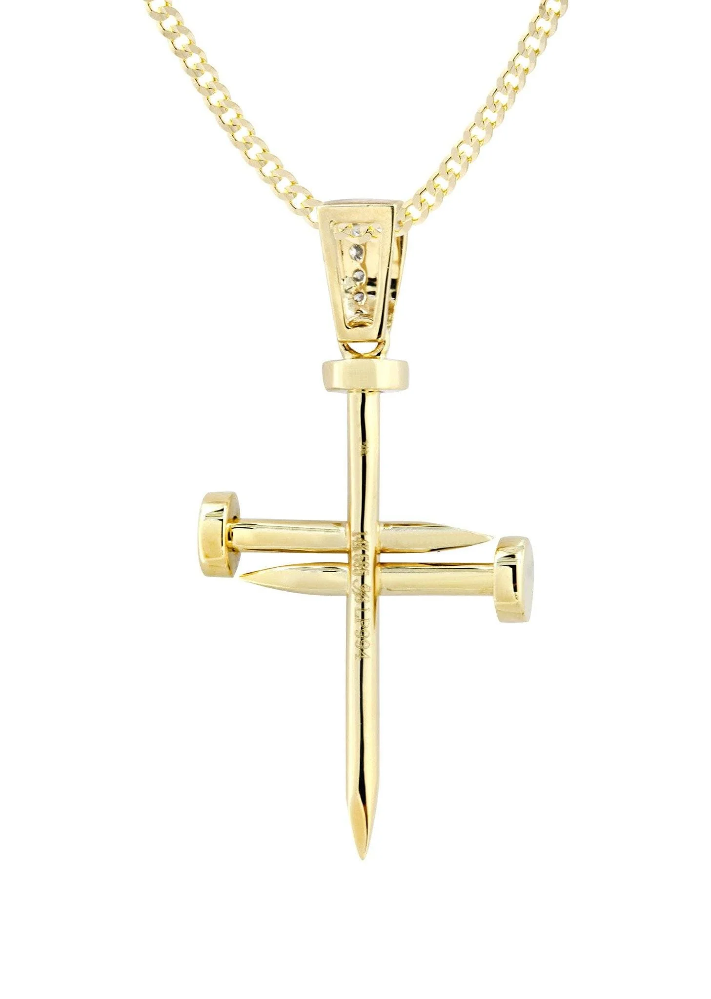 14K Yellow Gold Diamond Cross Necklace  | 0.59 Carats - Image 3