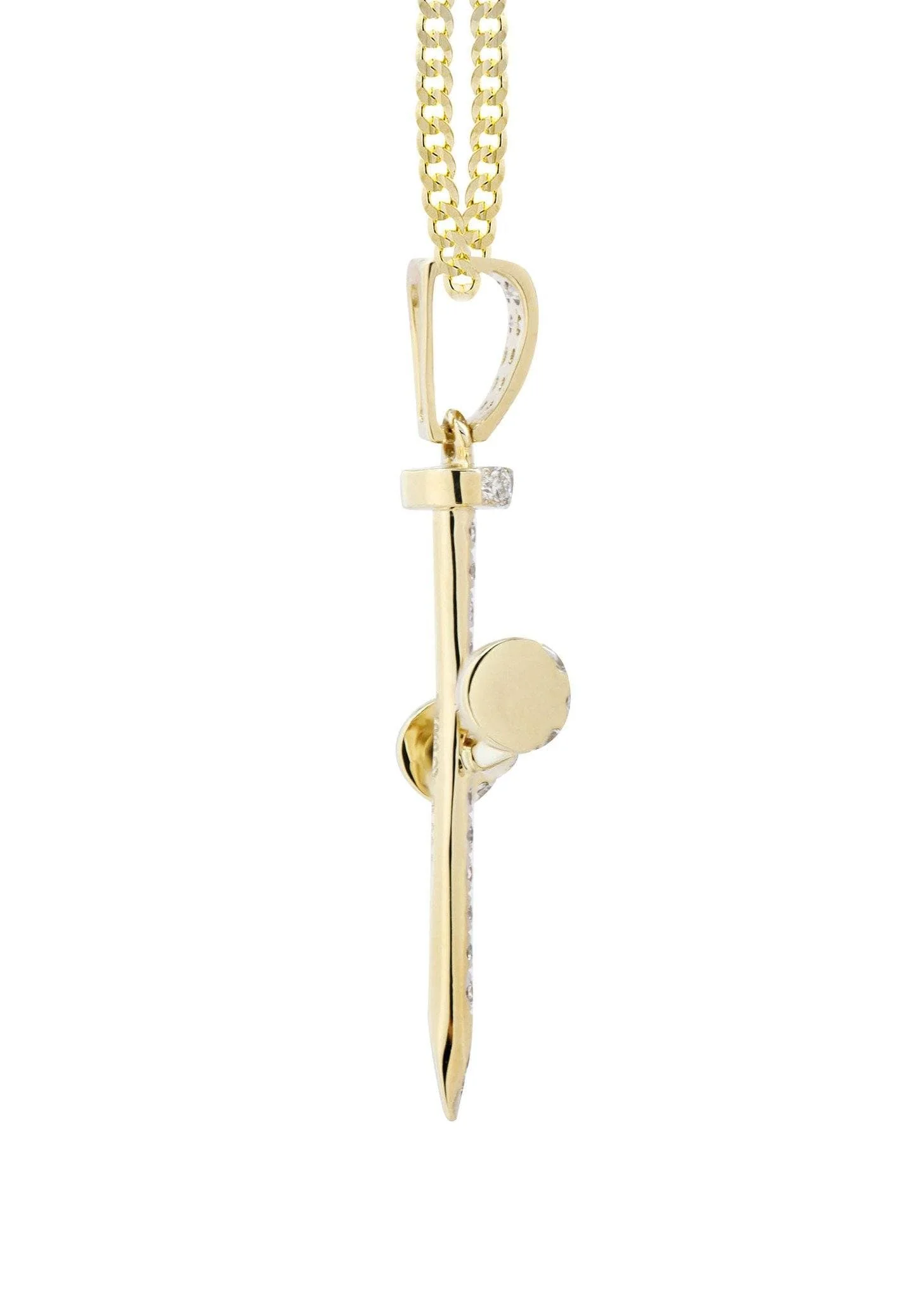 14K Yellow Gold Diamond Cross Necklace  | 0.59 Carats - Image 4