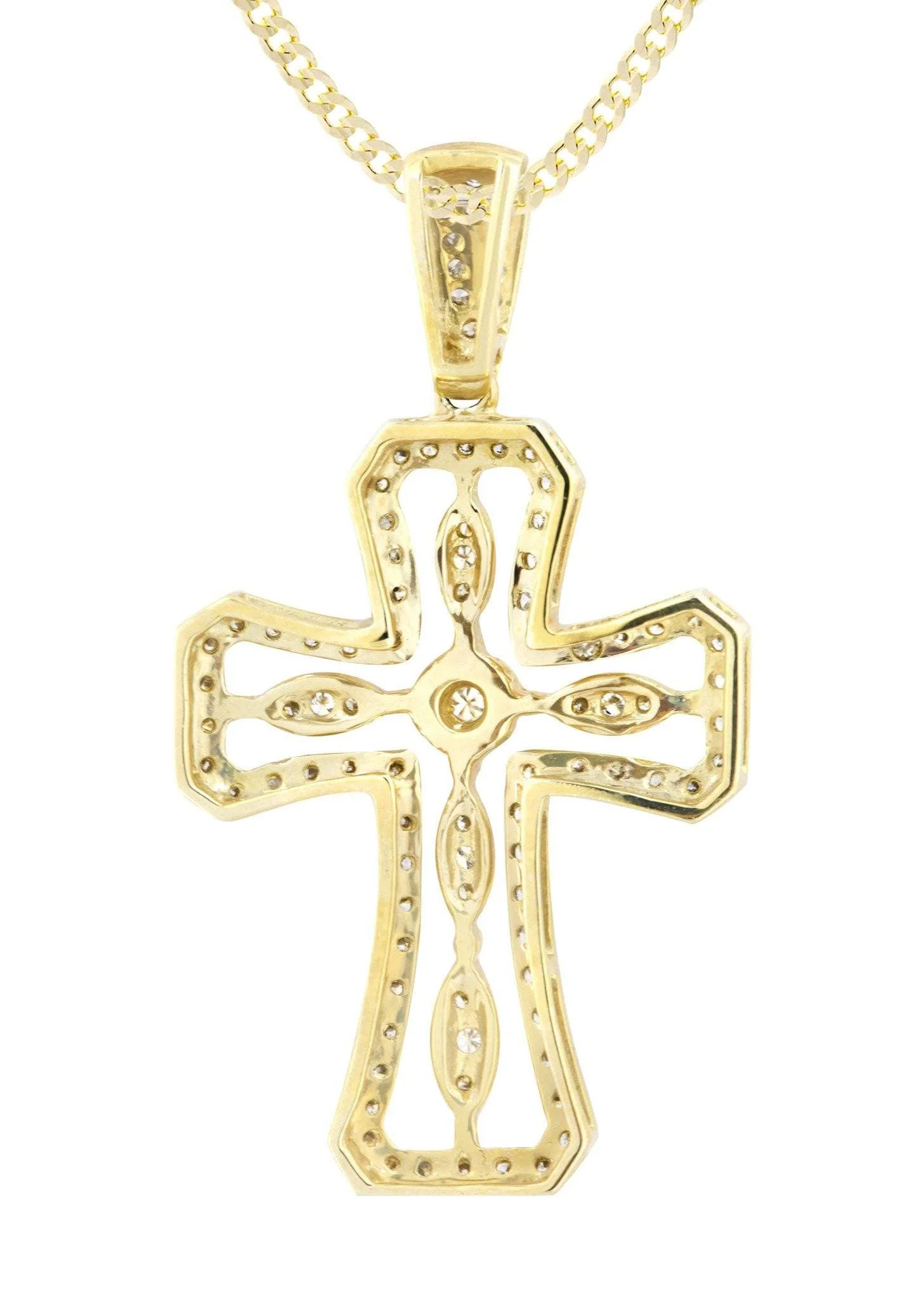 14K Yellow Gold Diamond Cross Necklace | 0.66 Carats - Image 3