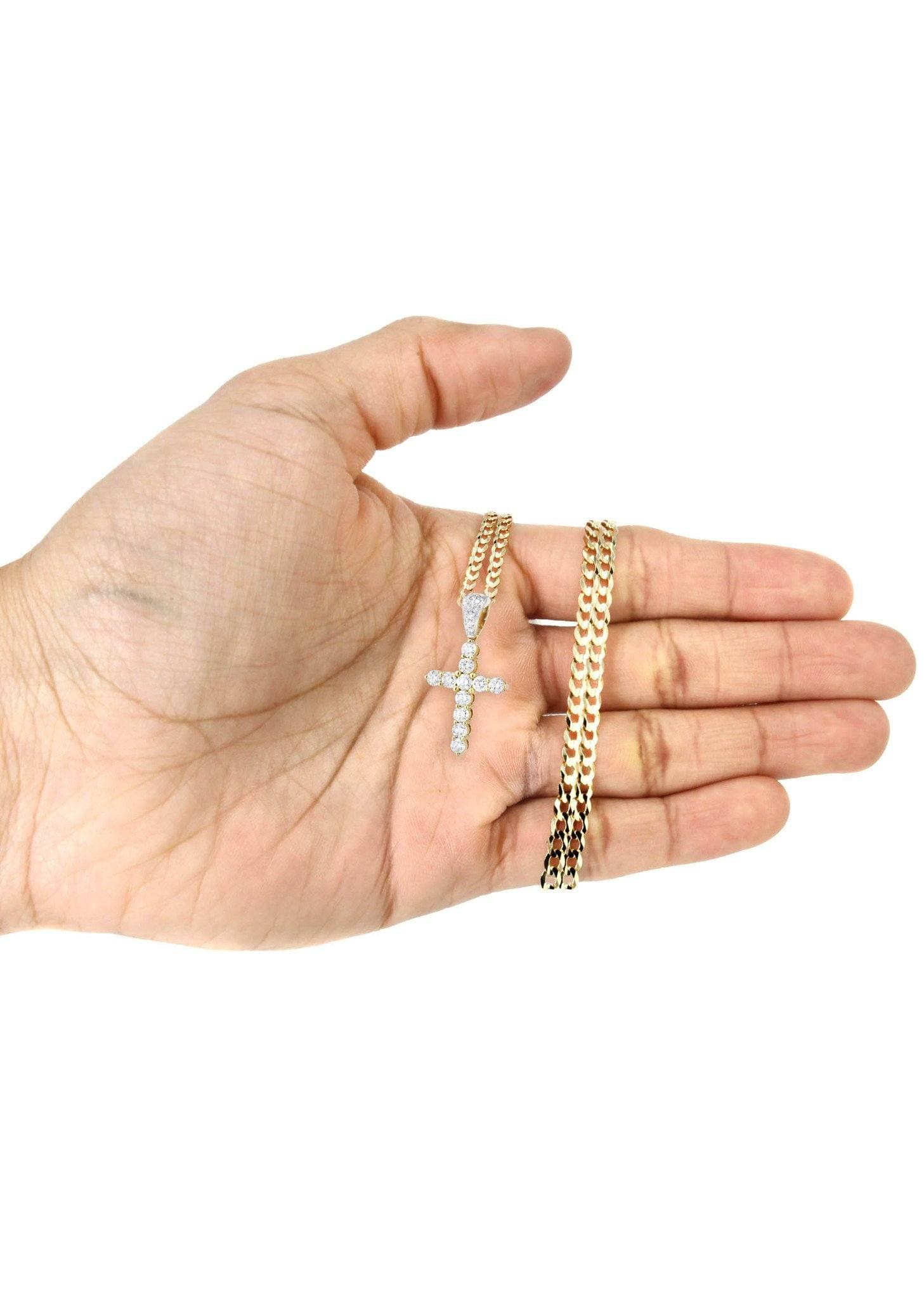 14K Yellow Gold Diamond Cross Necklace  | 1.55 Carats - Image 5