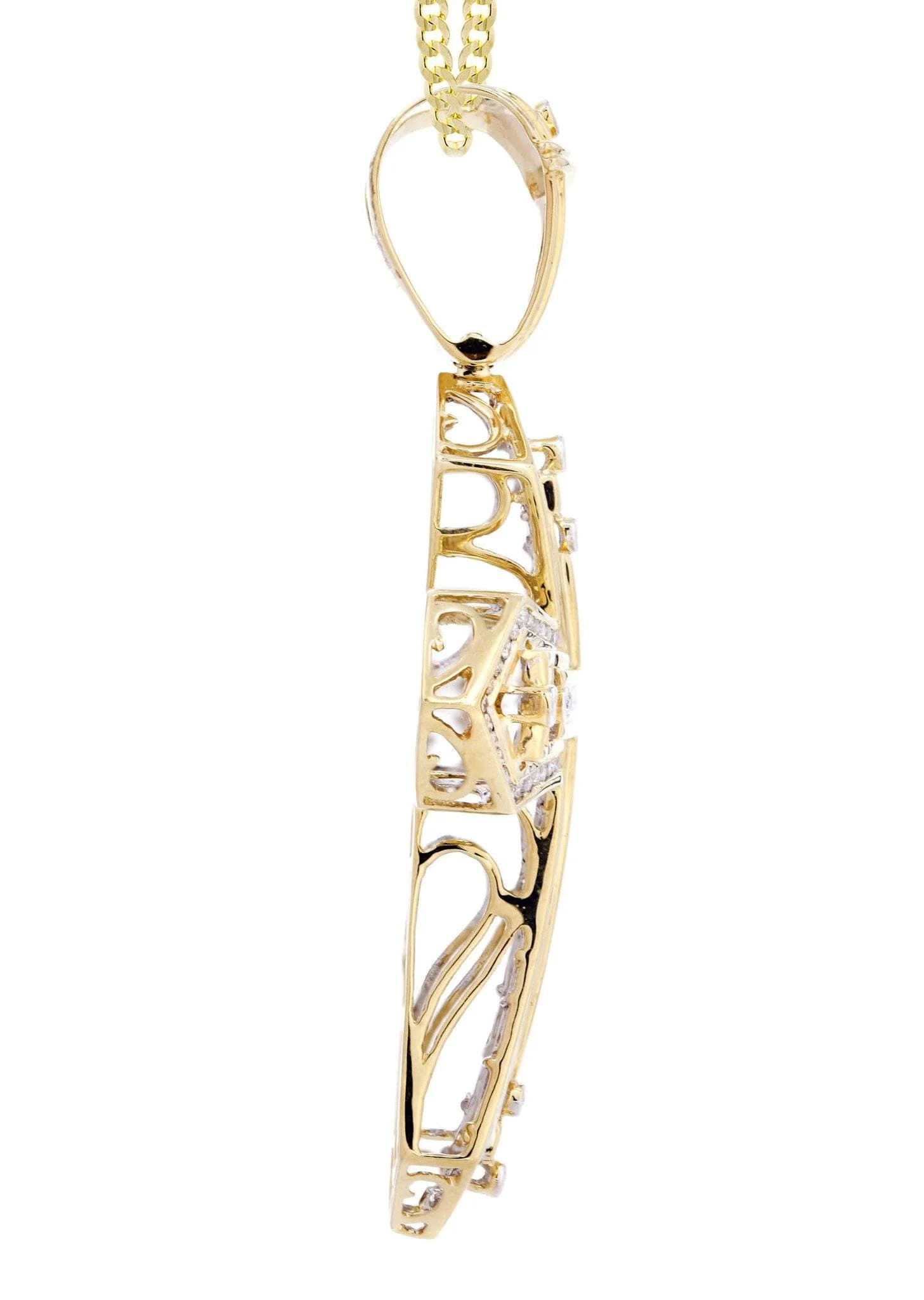 14 Yellow Gold Diamond Cross Necklace  | 4.08 Carats - Image 4