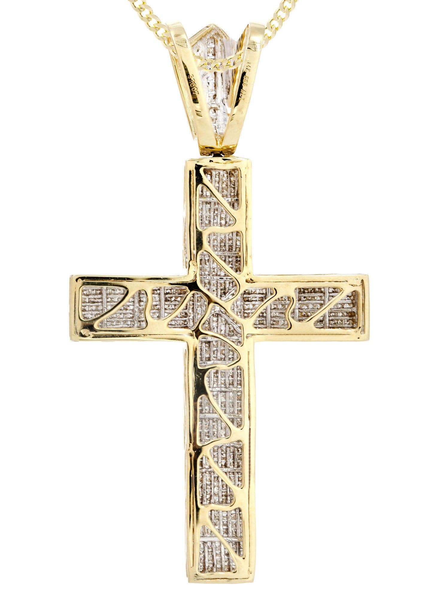 14 Yellow Gold Diamond Cross Necklace  | 5.53 Carats - Image 3