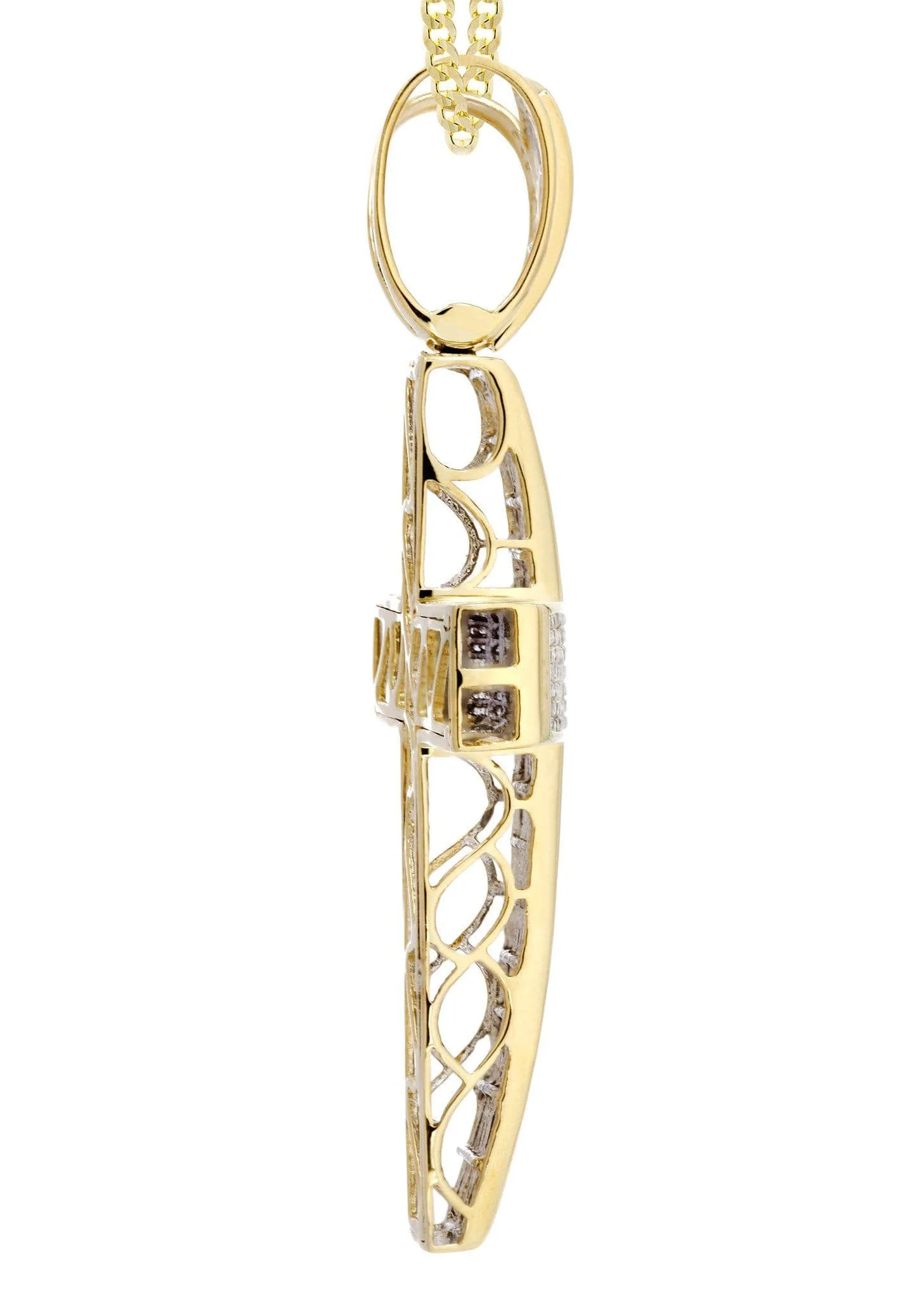 14 Yellow Gold Diamond Cross Necklace  | 5.53 Carats - Image 4