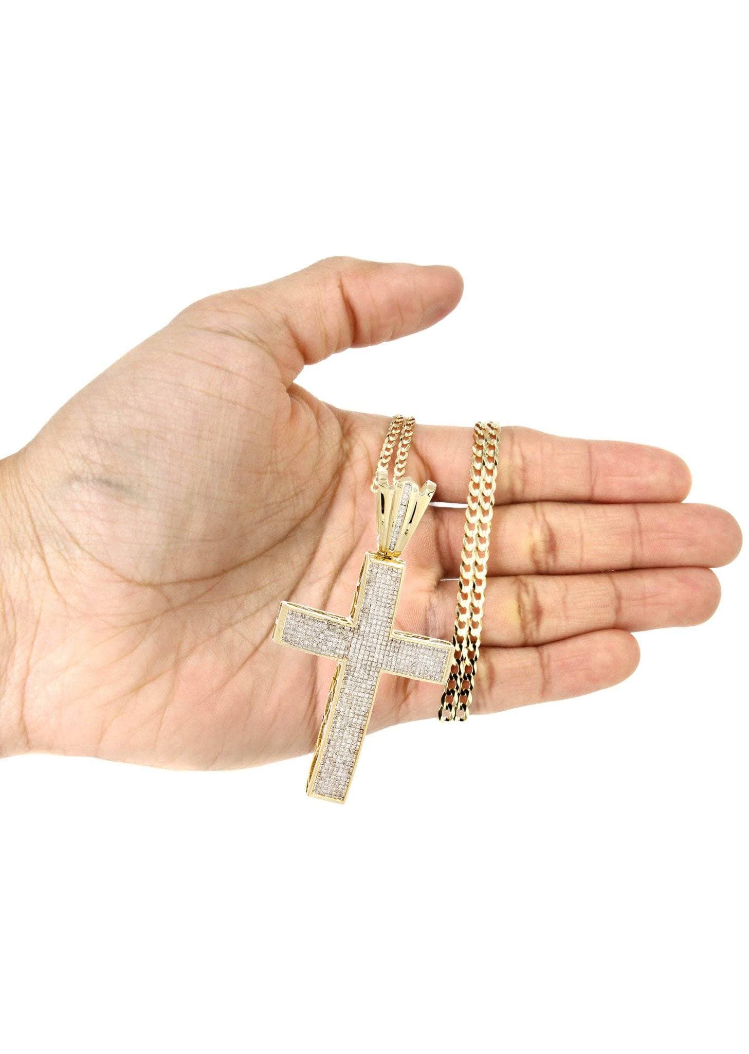 14 Yellow Gold Diamond Cross Necklace  | 5.53 Carats - Image 5