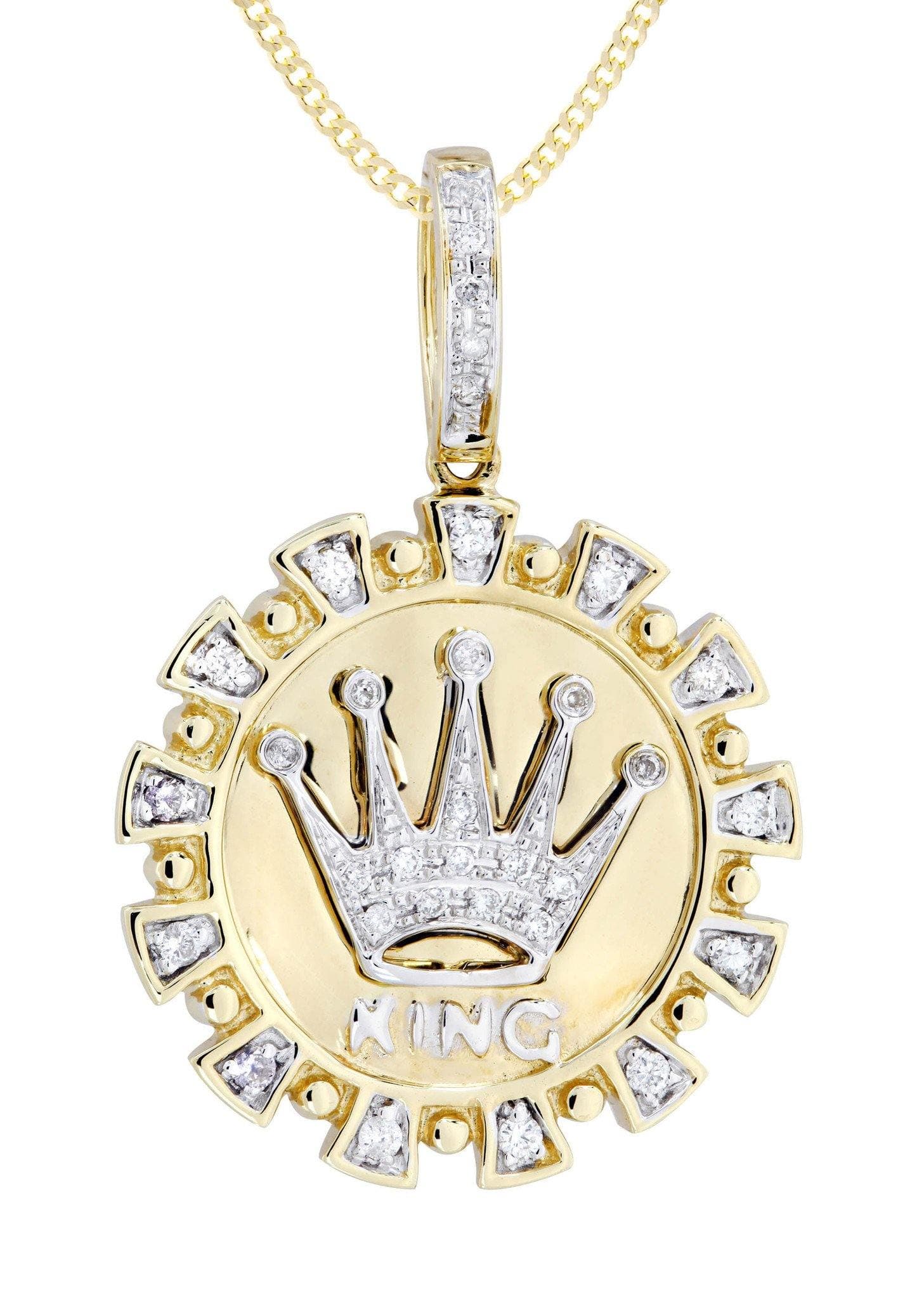 14K Yellow Gold Crown Diamond Necklace  | 0.28 Carats - Image 2