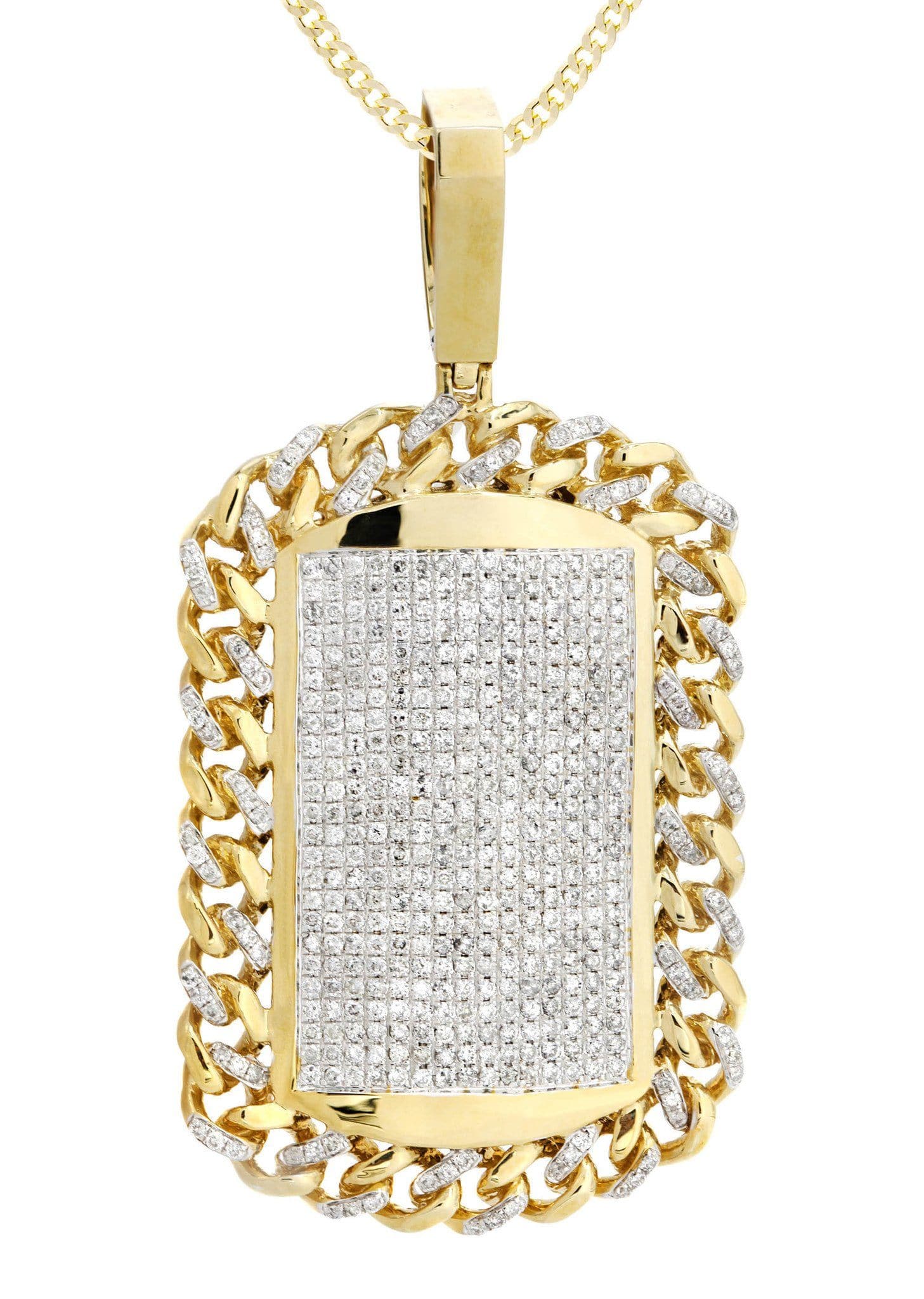 14 Yellow Gold Dog Tag Diamond Necklace | 4.65 Carats - Image 2
