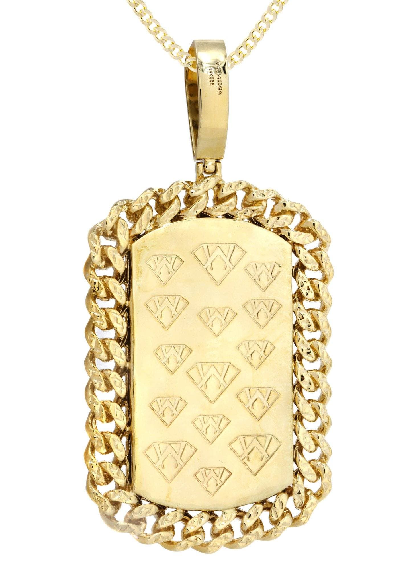 14 Yellow Gold Dog Tag Diamond Necklace | 4.65 Carats - Image 3