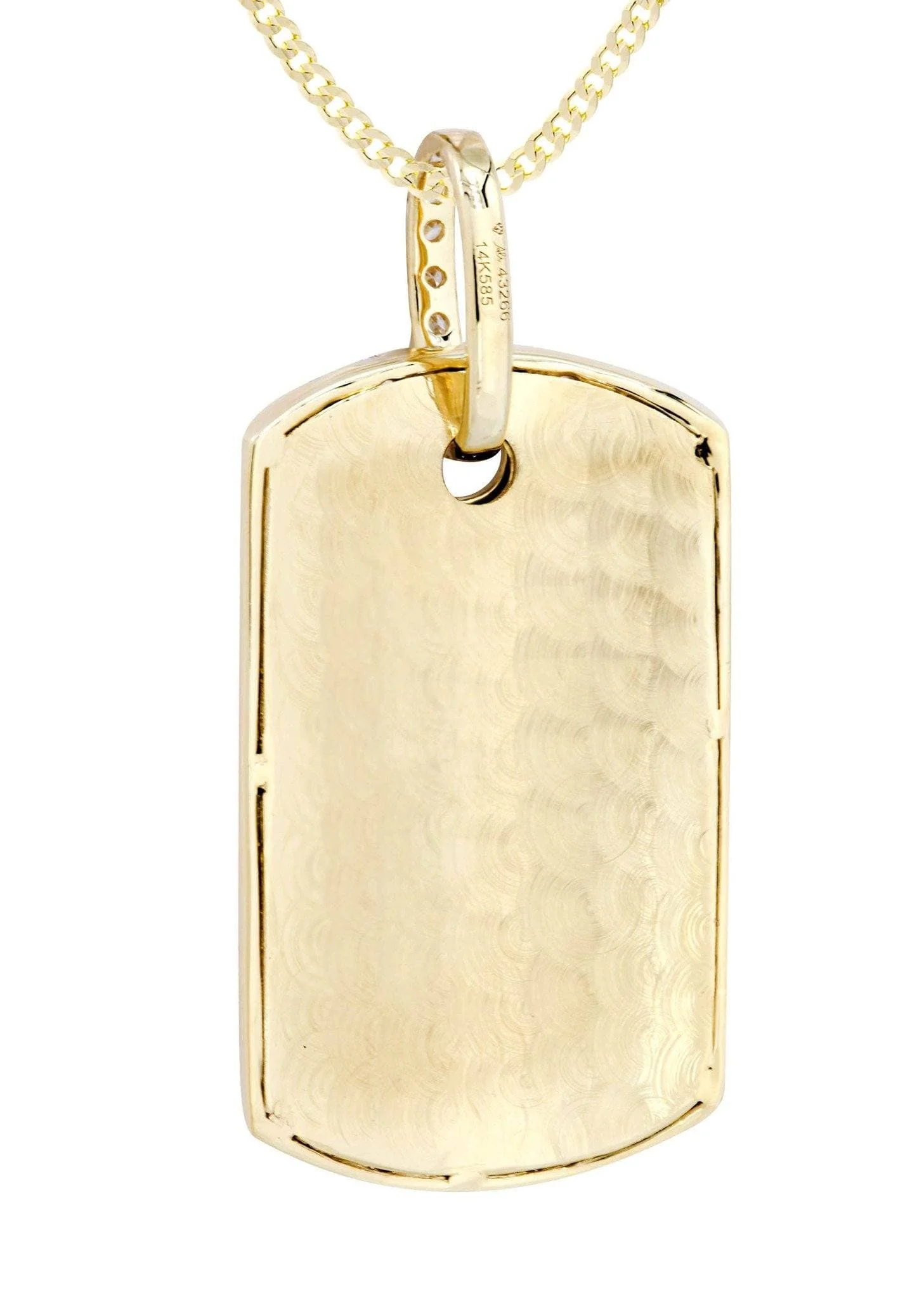 14K Yellow Gold Dog Tag Diamond Necklace  | 4.8 Carats - Image 3