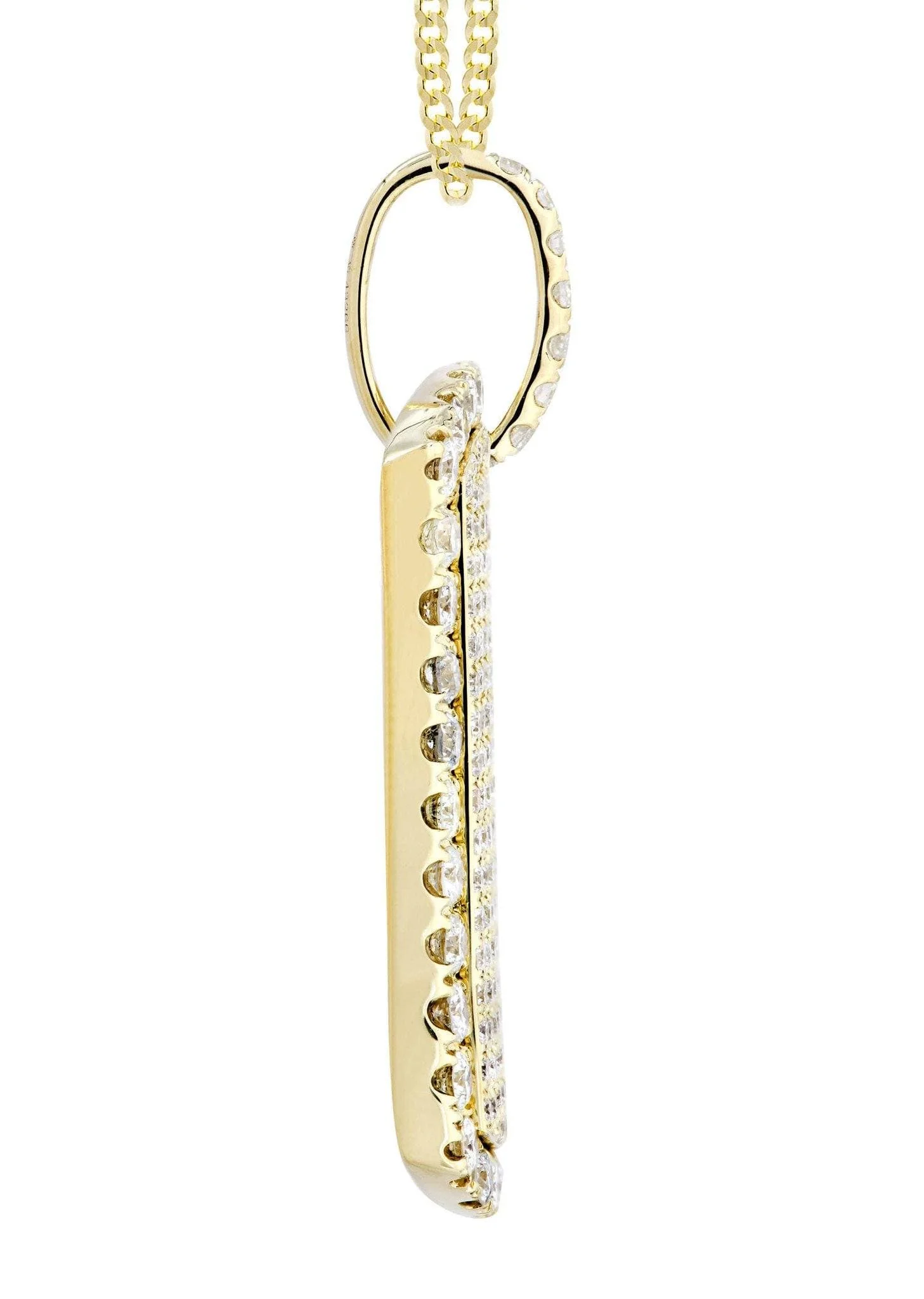 14K Yellow Gold Dog Tag Diamond Necklace  | 4.8 Carats - Image 4