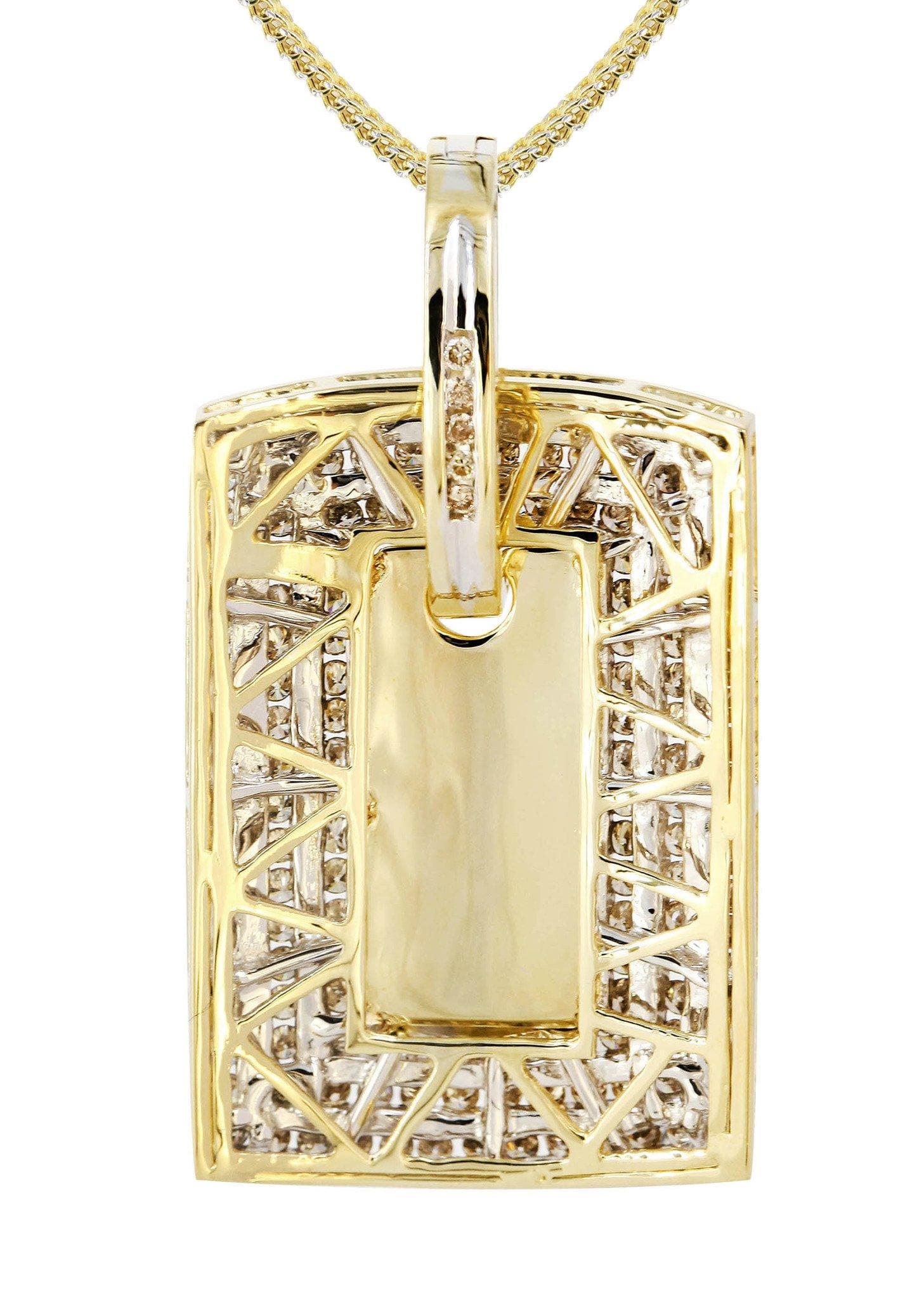 14K Yellow Gold Dog Tag Diamond Necklace  | 2.19 Carats - Image 3