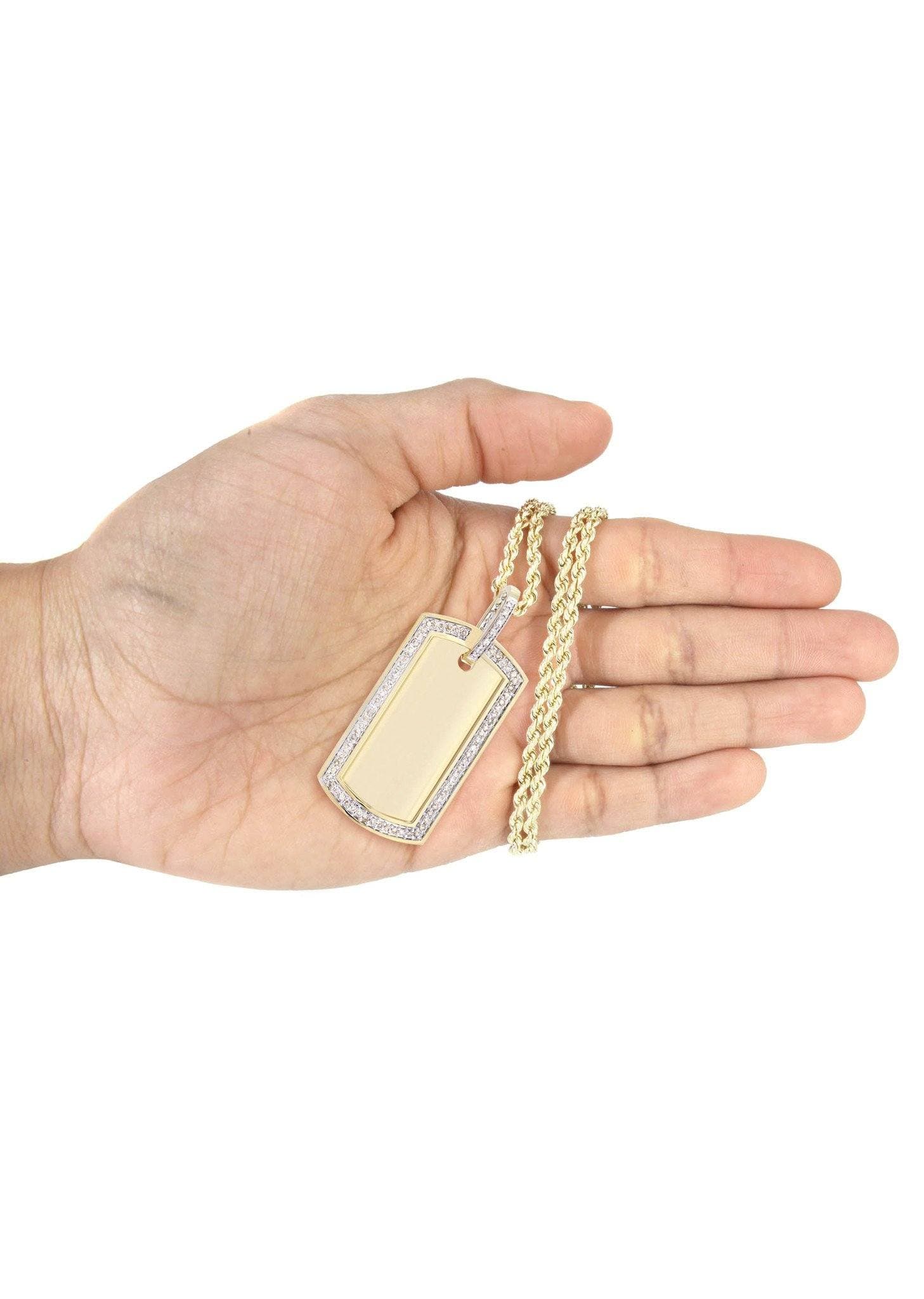 14K Yellow Gold Dog Tag Diamond Necklace  | 1.81 Carats - Image 5
