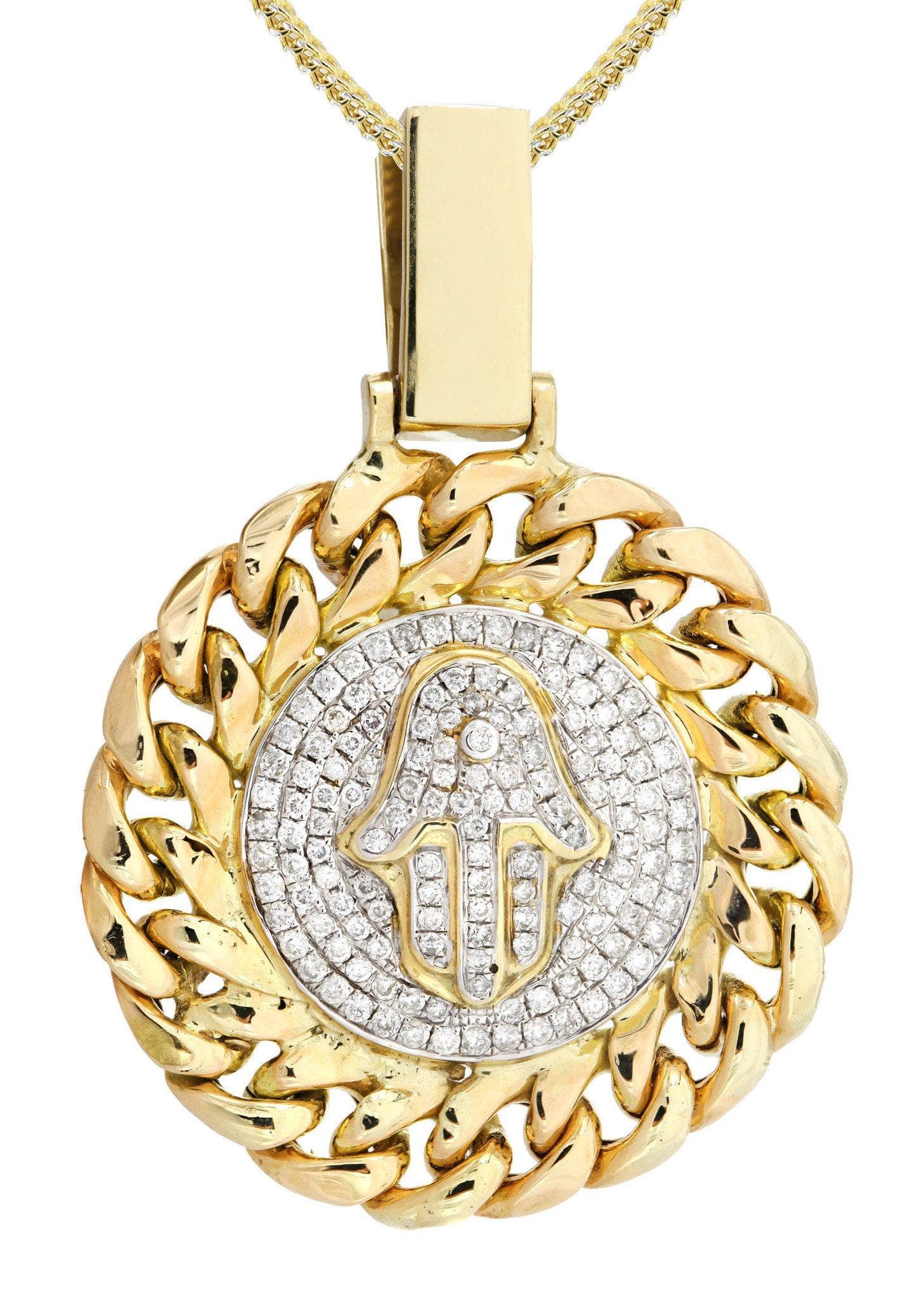 14 Yellow Gold Hamsa Diamond Necklace | 0.7 Carats - Image 2