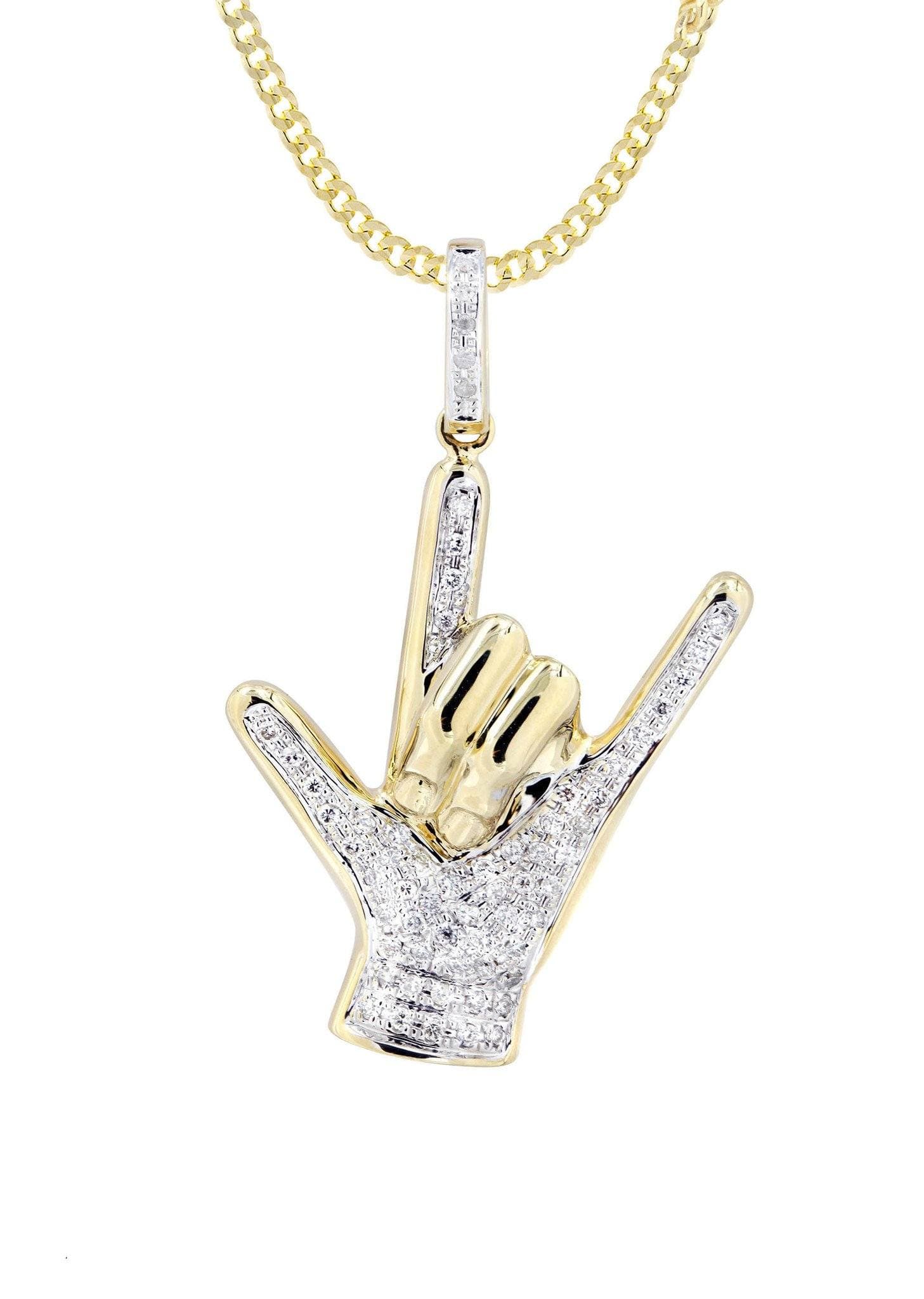 14K Yellow Gold Hand Diamond Necklace  | 0.36 Carats - Image 2