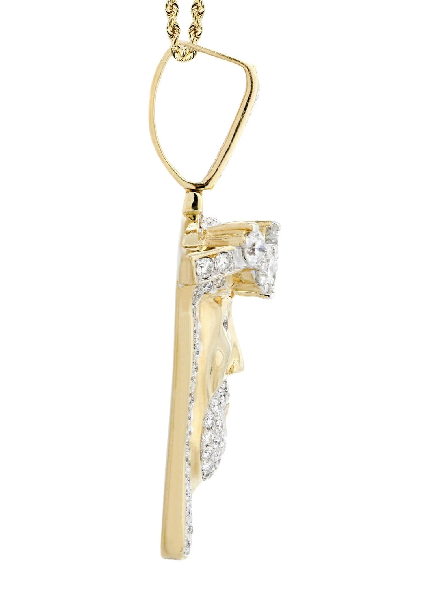 14K Yellow Gold Jesus Head Diamond Necklace  | 5.85 Carats - Image 4
