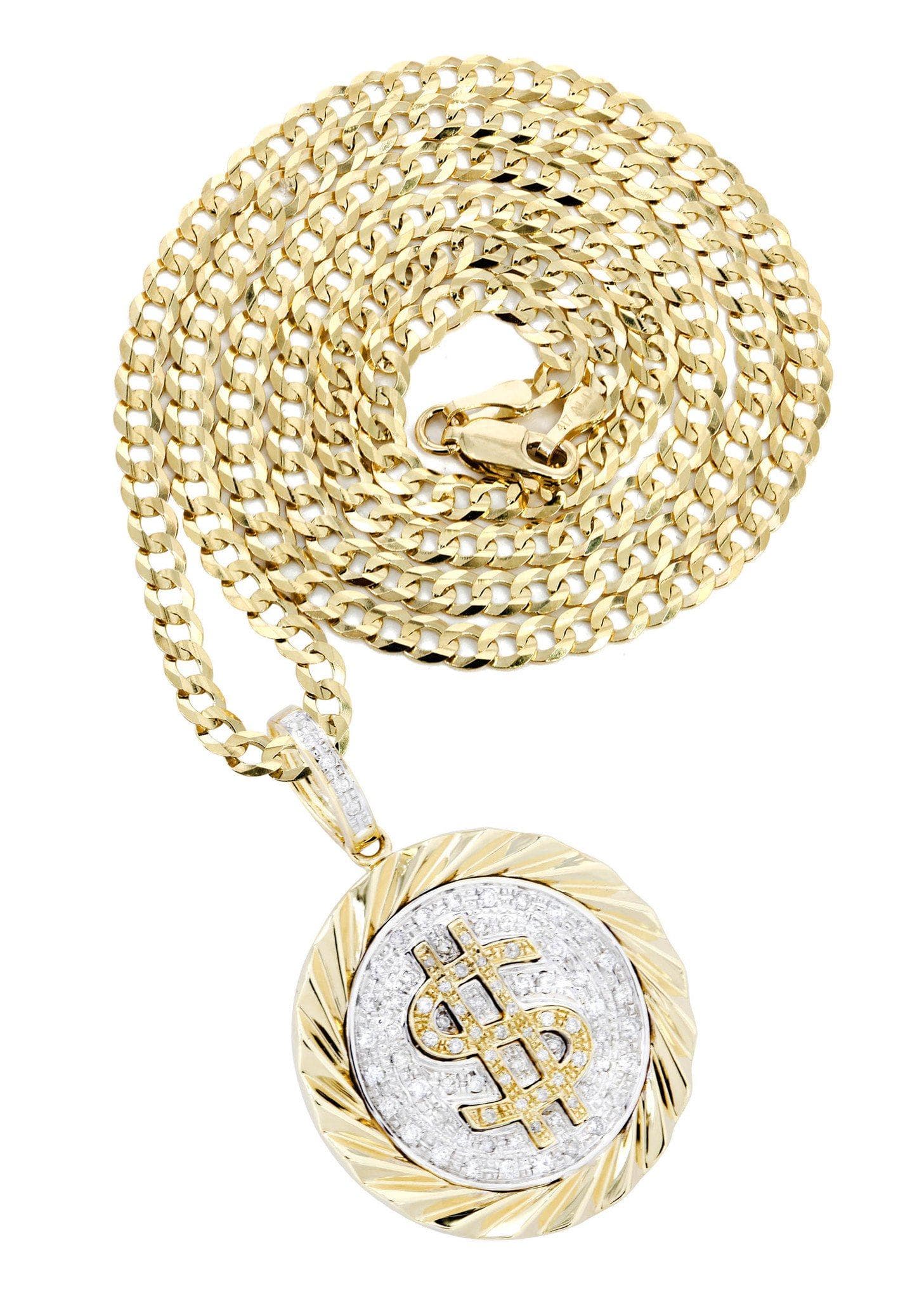 14K Yellow Gold Money Sign Diamond Necklace | 0.5 Carats